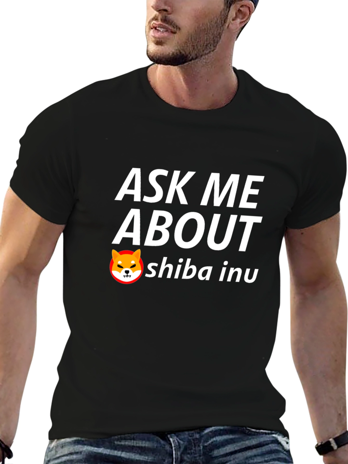 Ask Me About Shiba Inu Black T-Shirt