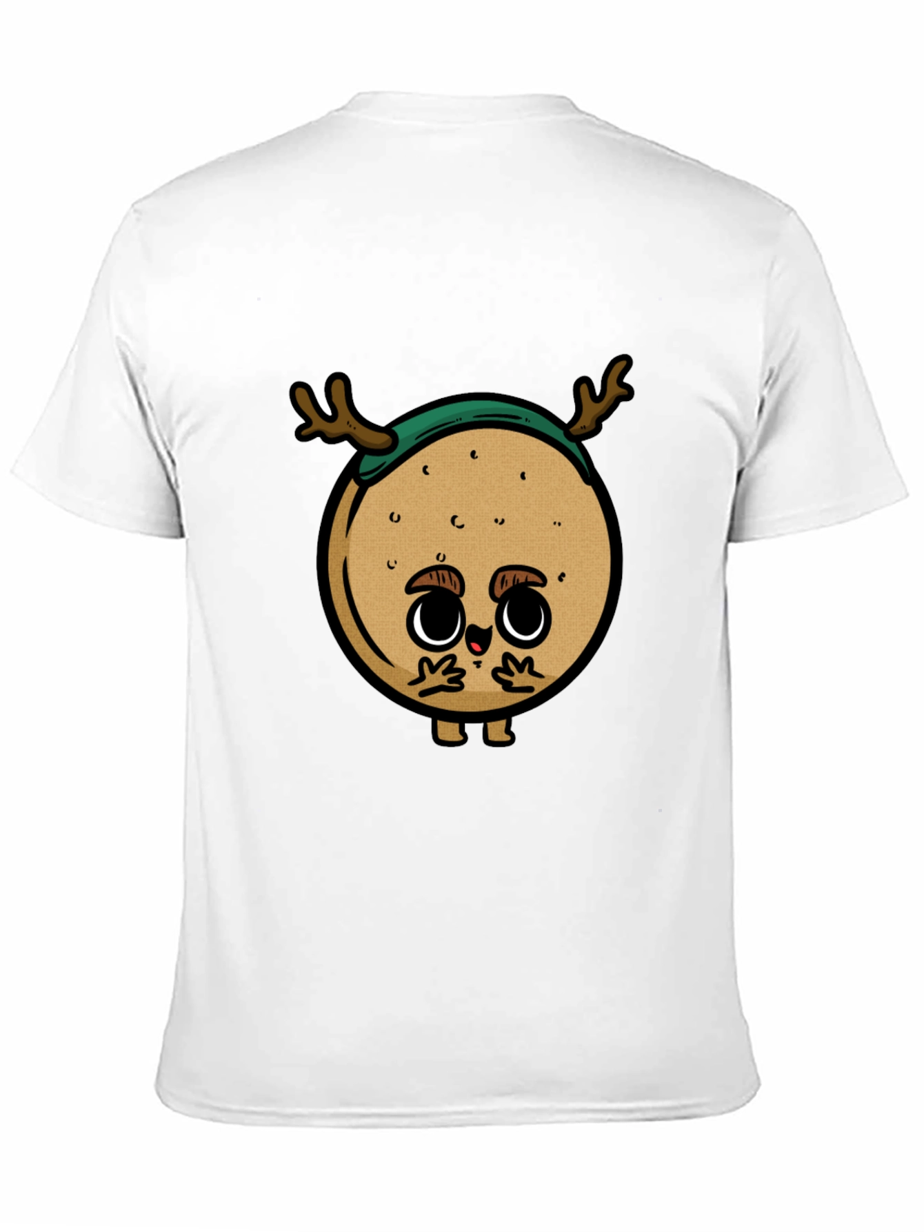 Cute Cartoon Deer on Black T-Shirt