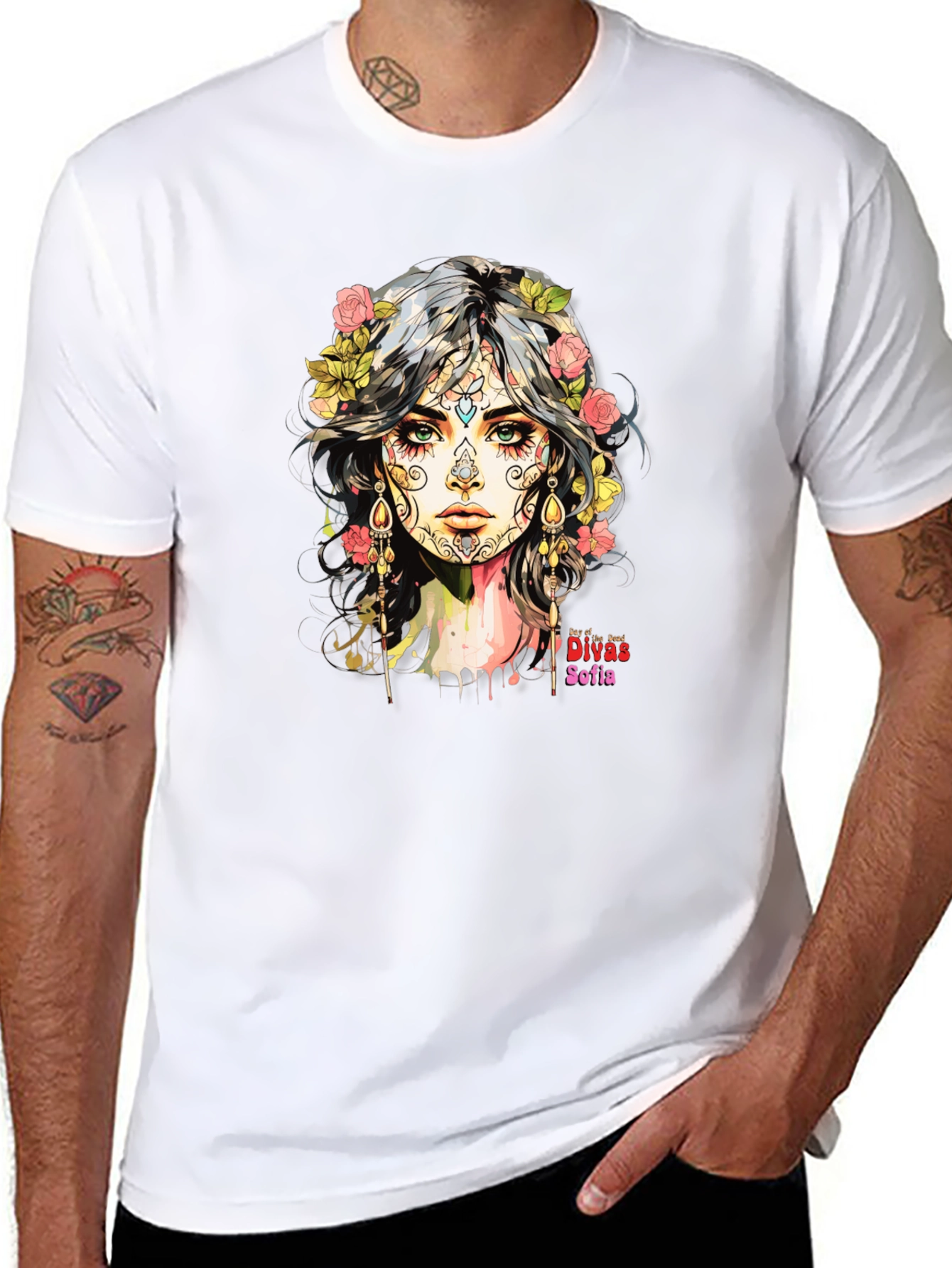 Sugar Skull T-Shirt - Day of the Dead Art