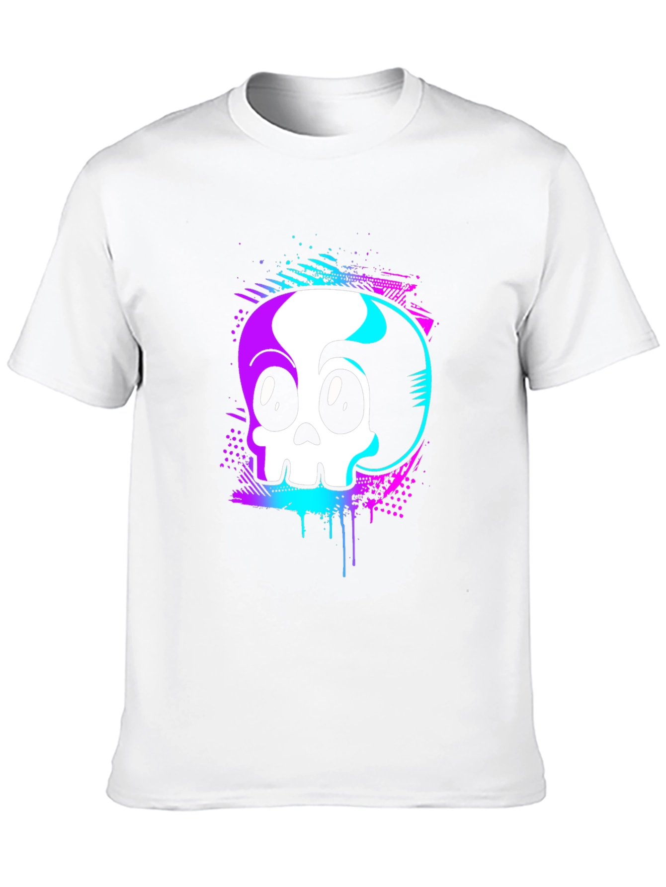 Skull Graphic Tee - Retro Vaporwave Design