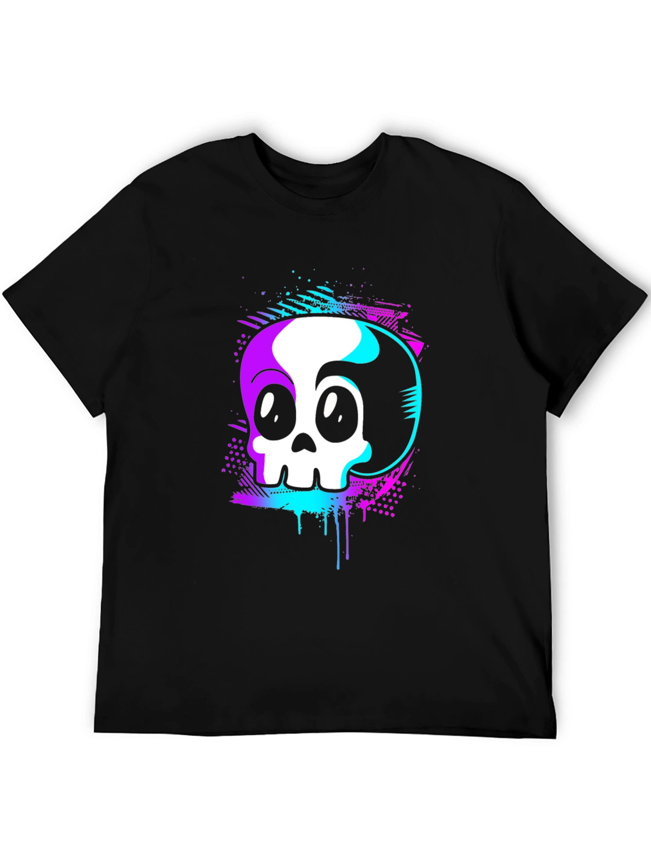 Skull Graphic Tee - Retro Vaporwave Design