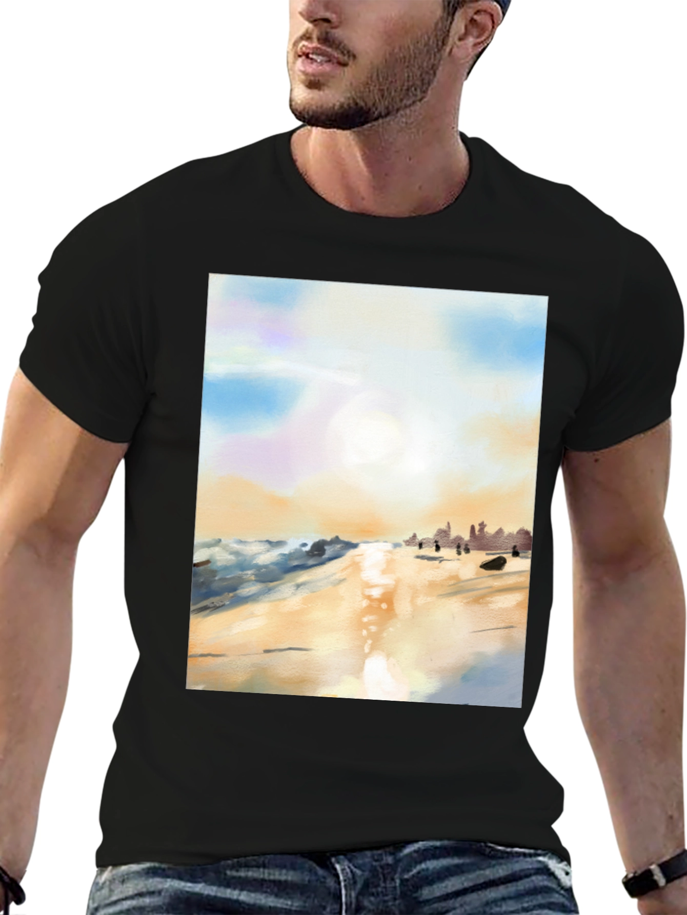 Beach Sunset T-Shirt - Artistic Impression
