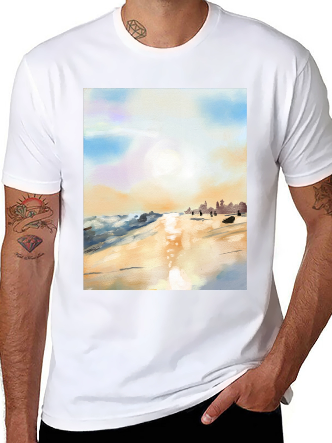Beach Sunset T-Shirt - Artistic Impression