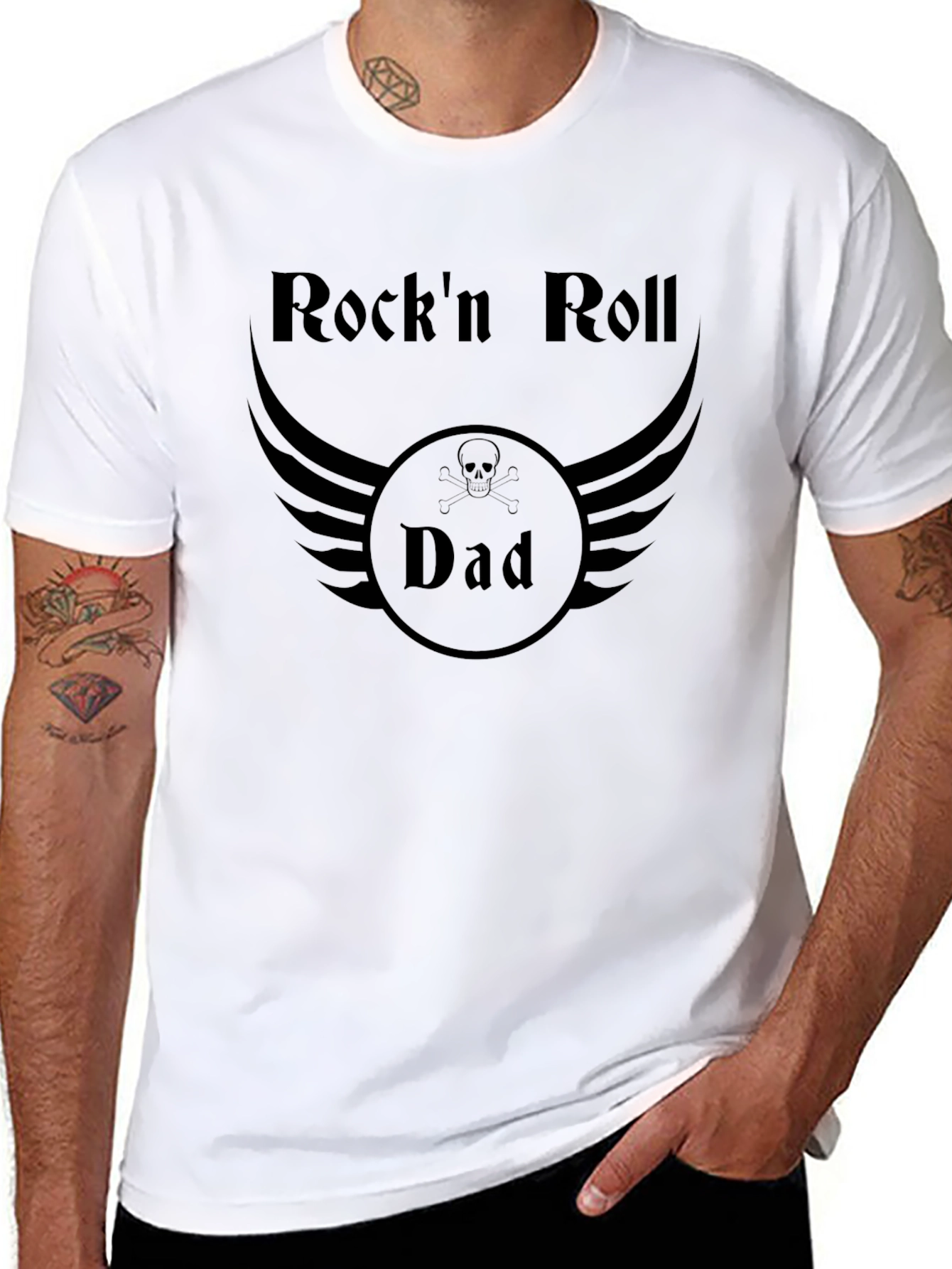 Rockn Roll Dad Black Graphic Tee