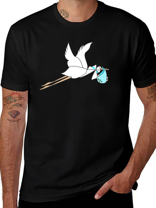 Stork Baby Delivery Graphic Tee - Black