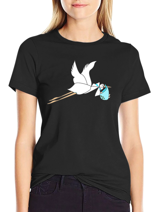 Stork Baby Delivery Graphic Tee - Black