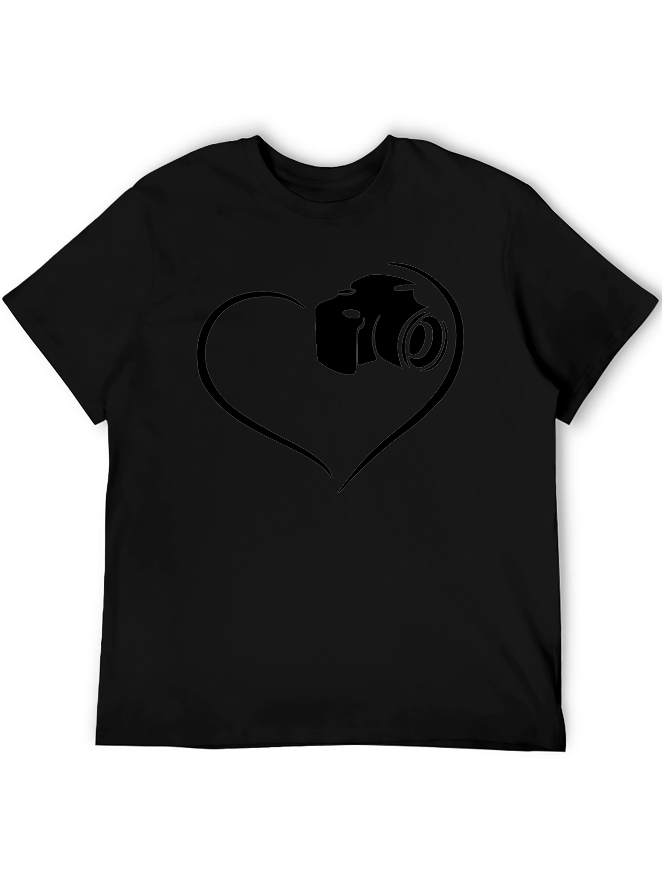 Heart Camera Graphic T-Shirt - Black