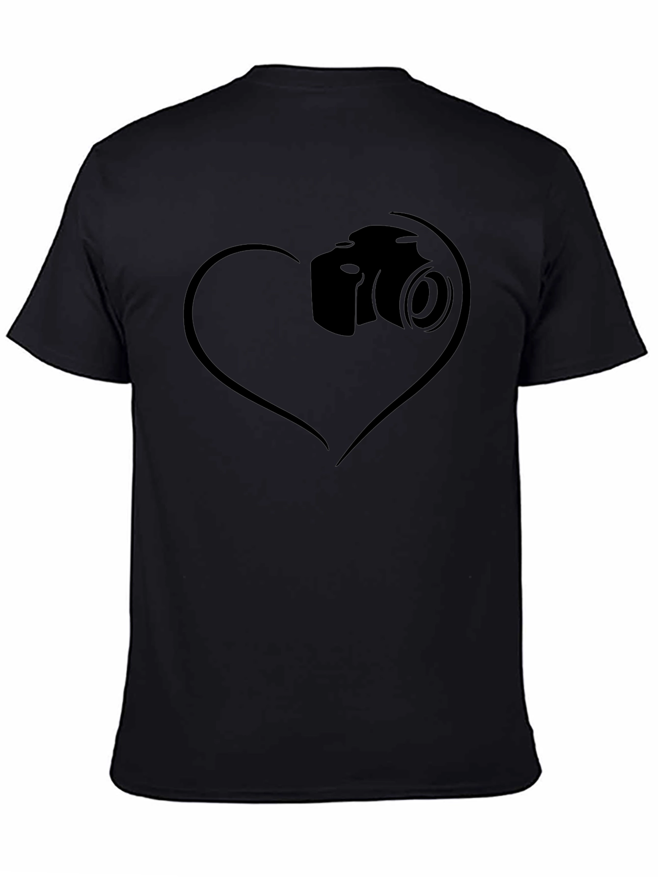 Heart Camera Graphic T-Shirt - Black