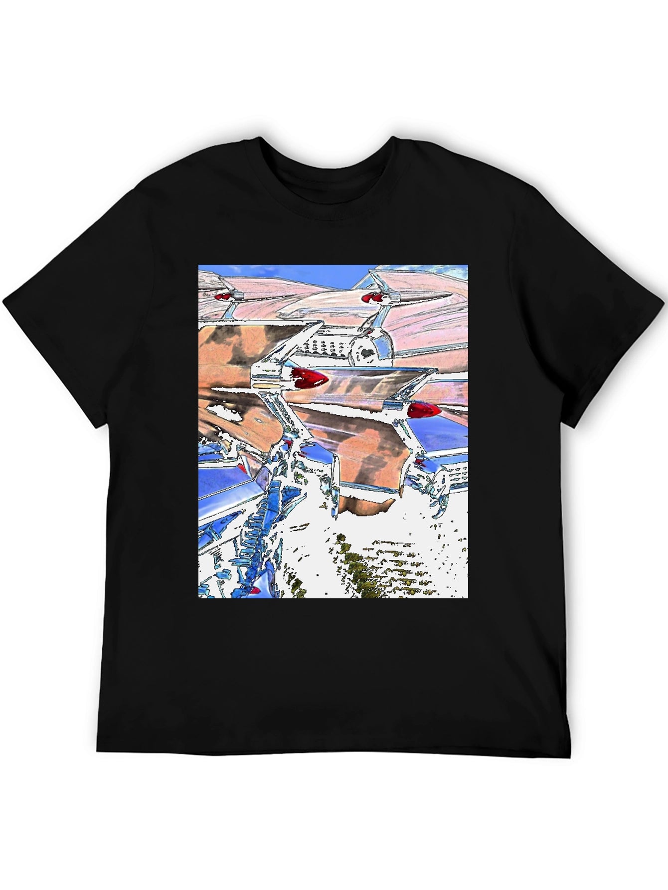 Retro Car Tailfin Print T-Shirt