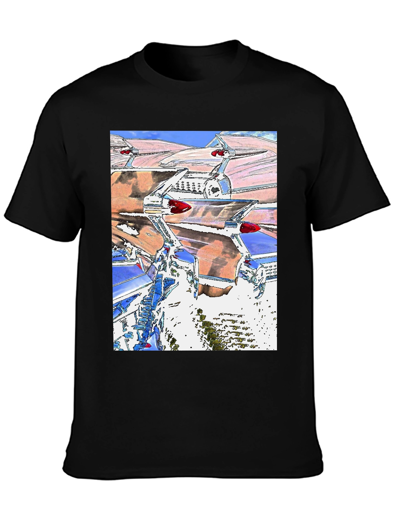 Retro Car Tailfin Print T-Shirt