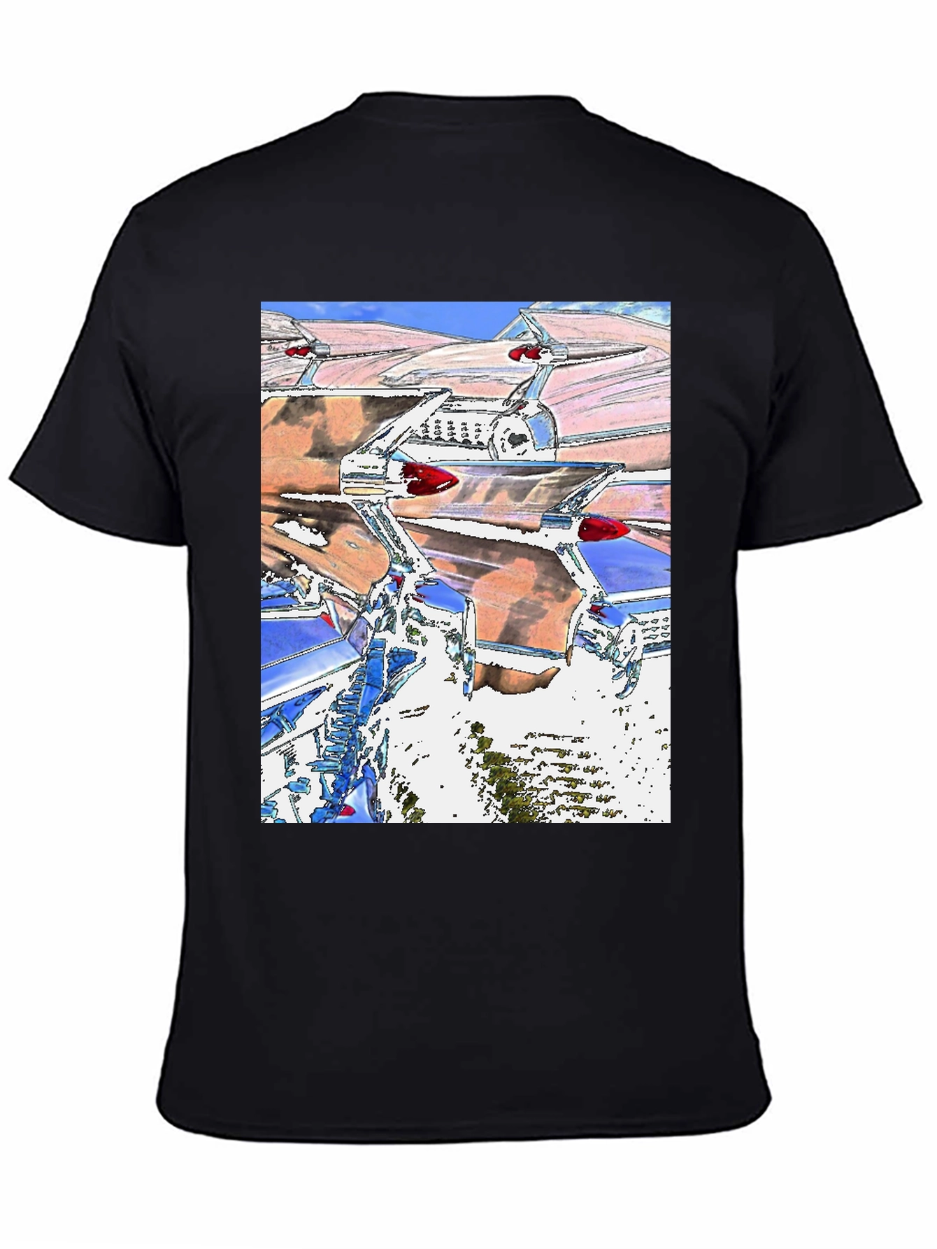 Retro Car Tailfin Print T-Shirt