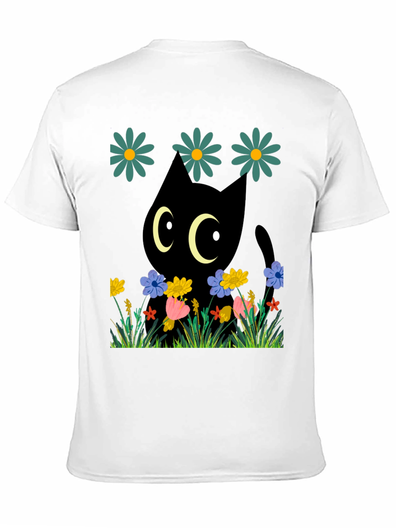 Black Cat in Flowers T-Shirt