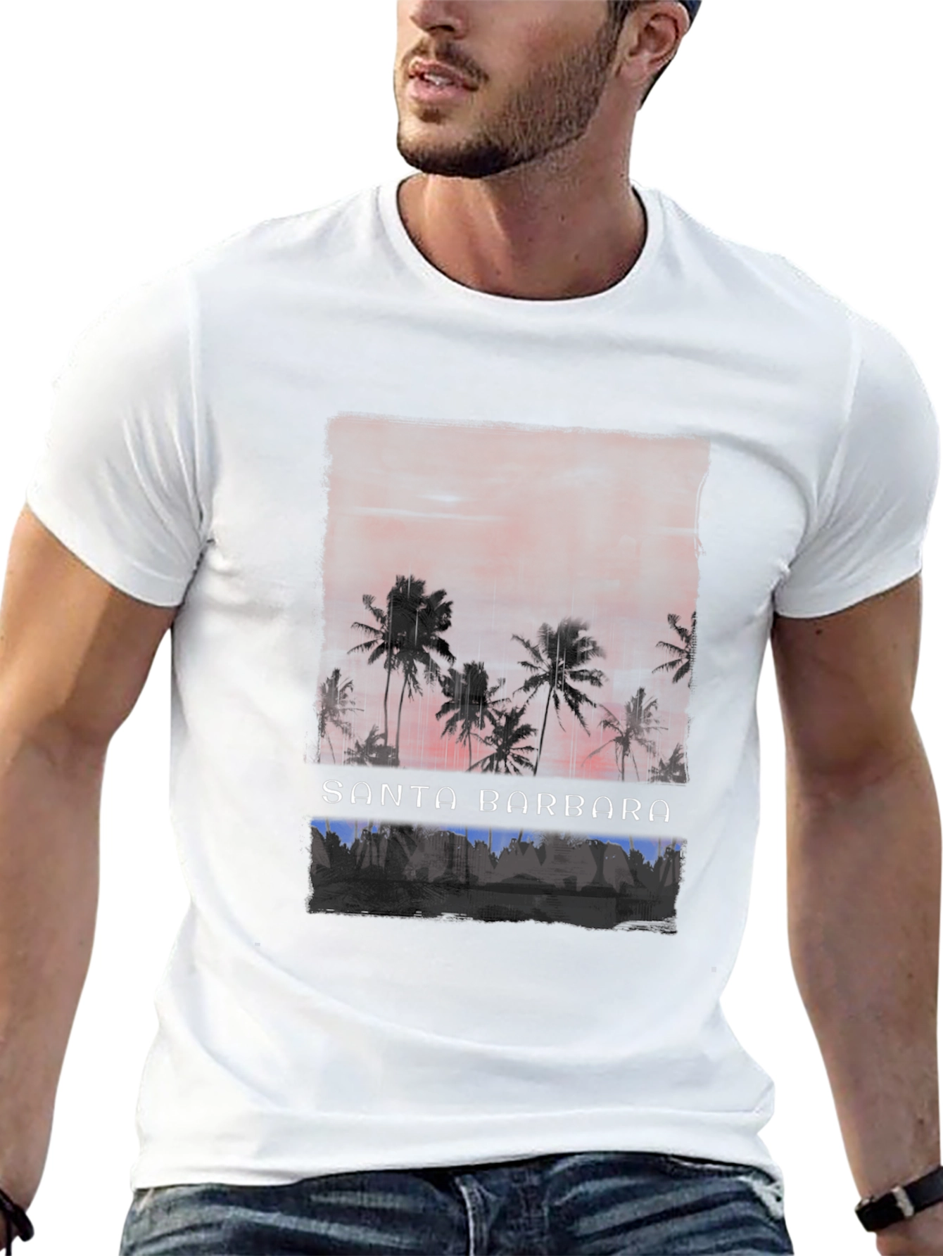 Santa Barbara Palm Tee - Retro Beach Vibes