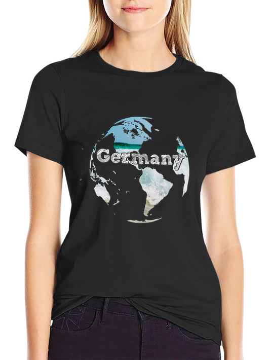 Germany Globe Graphic Tee - Black Crew Neck T-Shirt