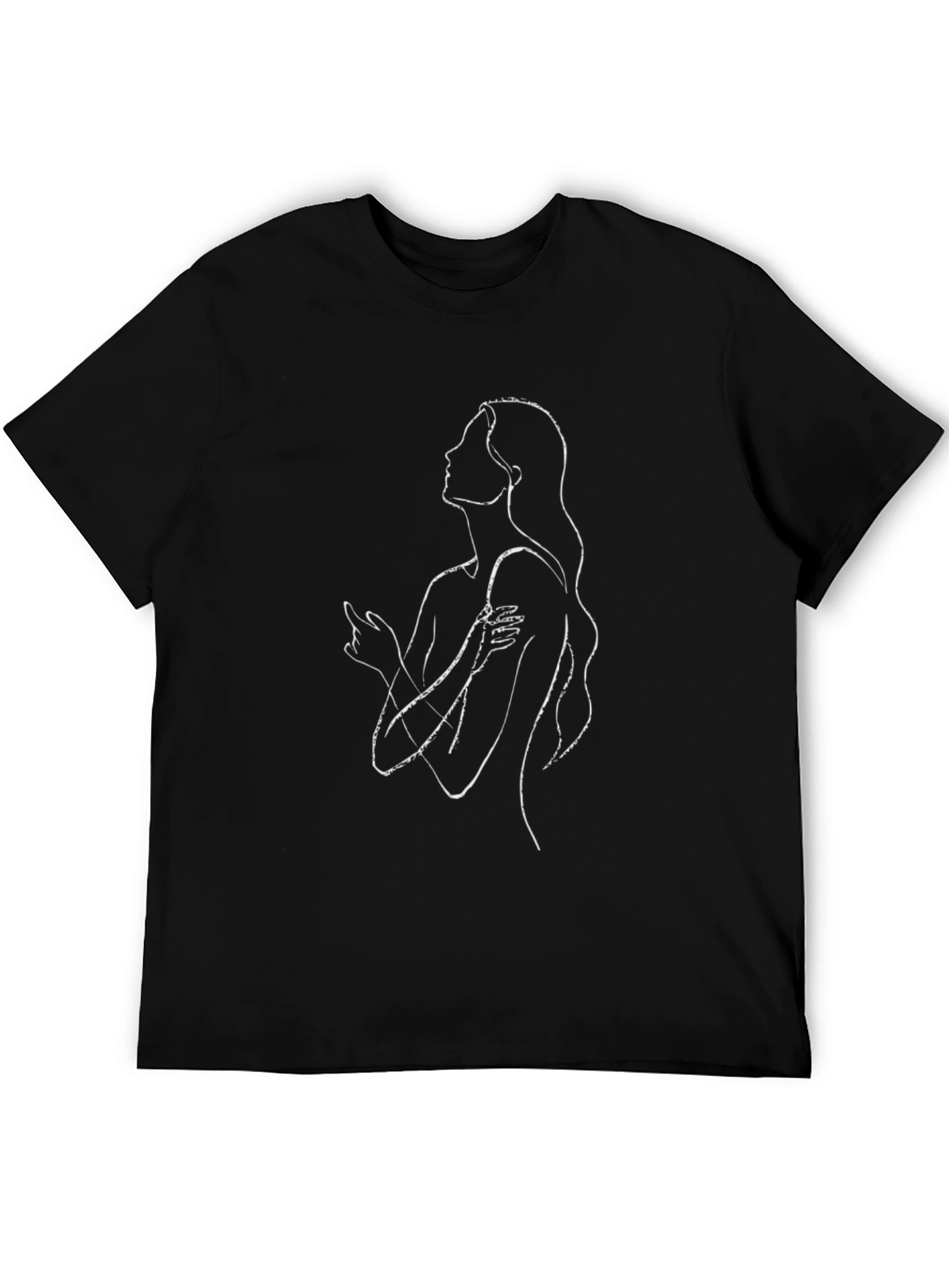 Line Art Woman Graphic T-Shirt - Black