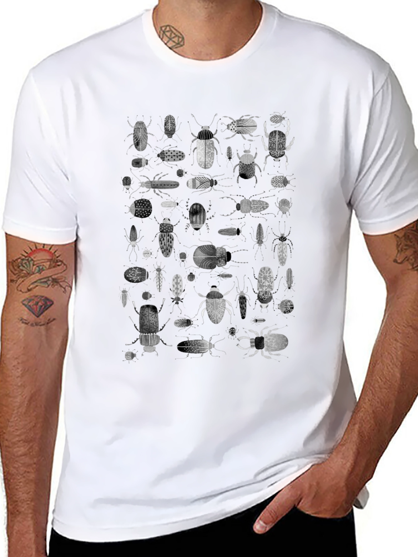 Insect Print Black T-Shirt