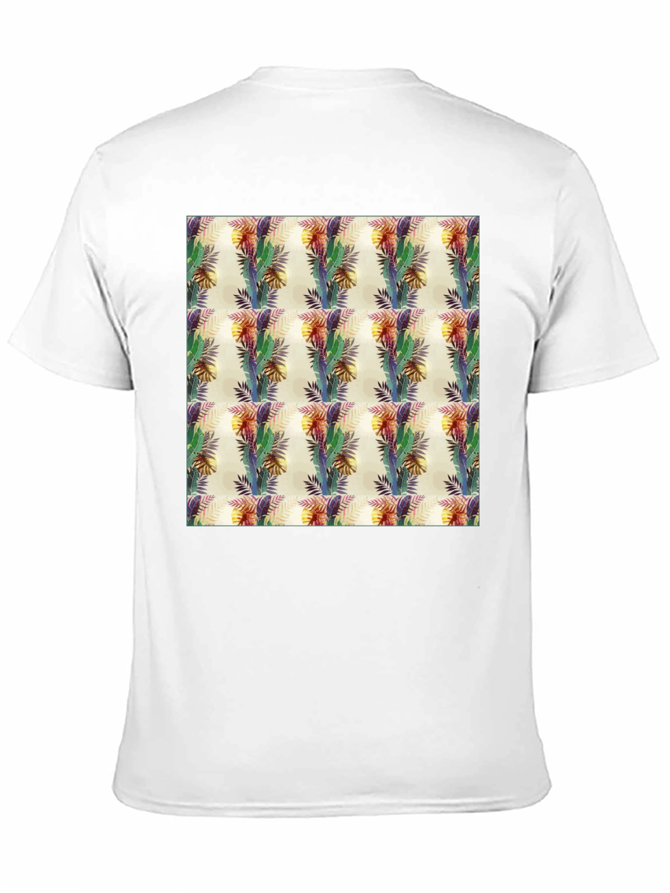 Tropical Leaf Pattern Black T-Shirt