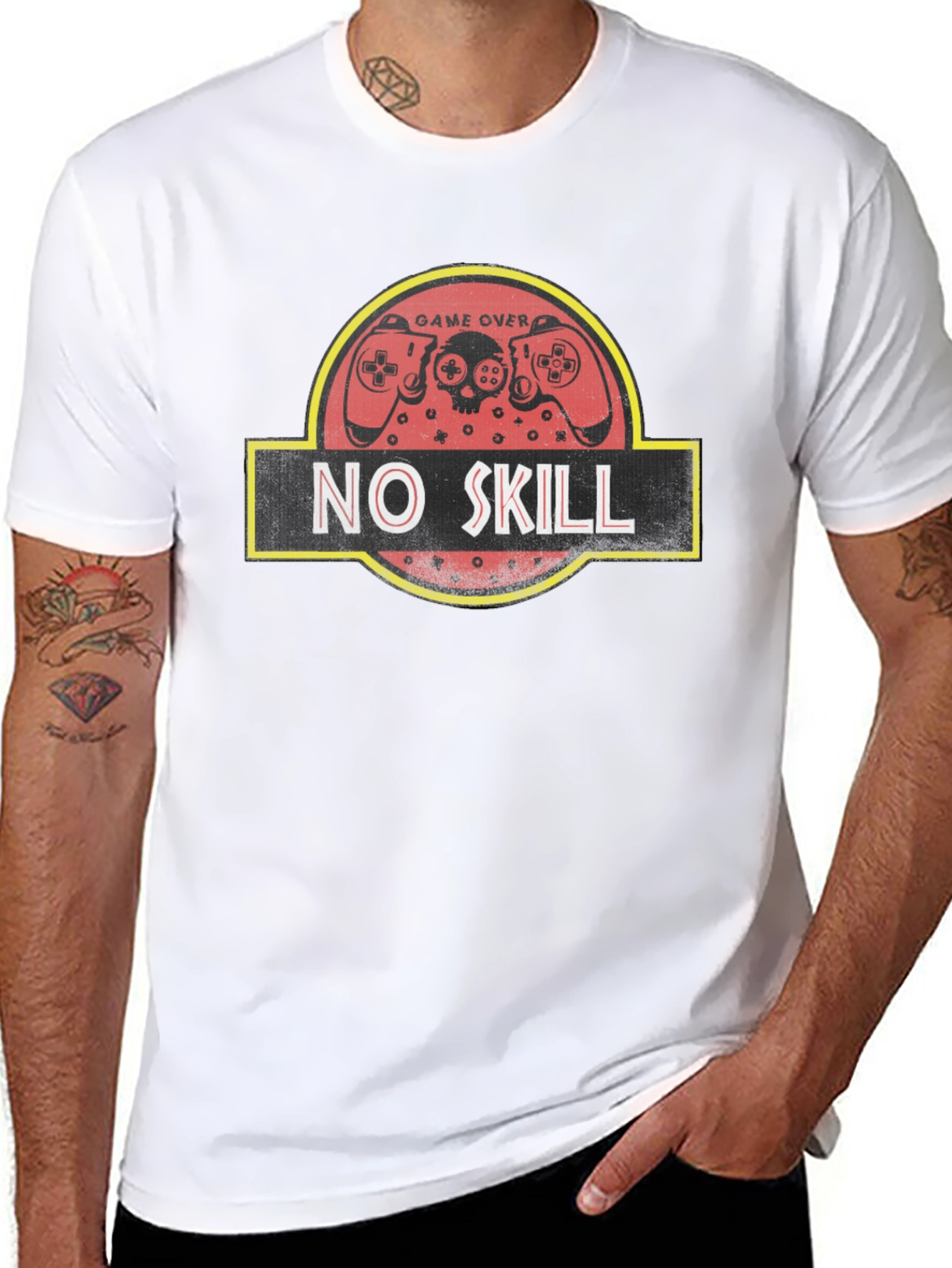 No Skill Gamer T-Shirt - Game Over Jurassic Style