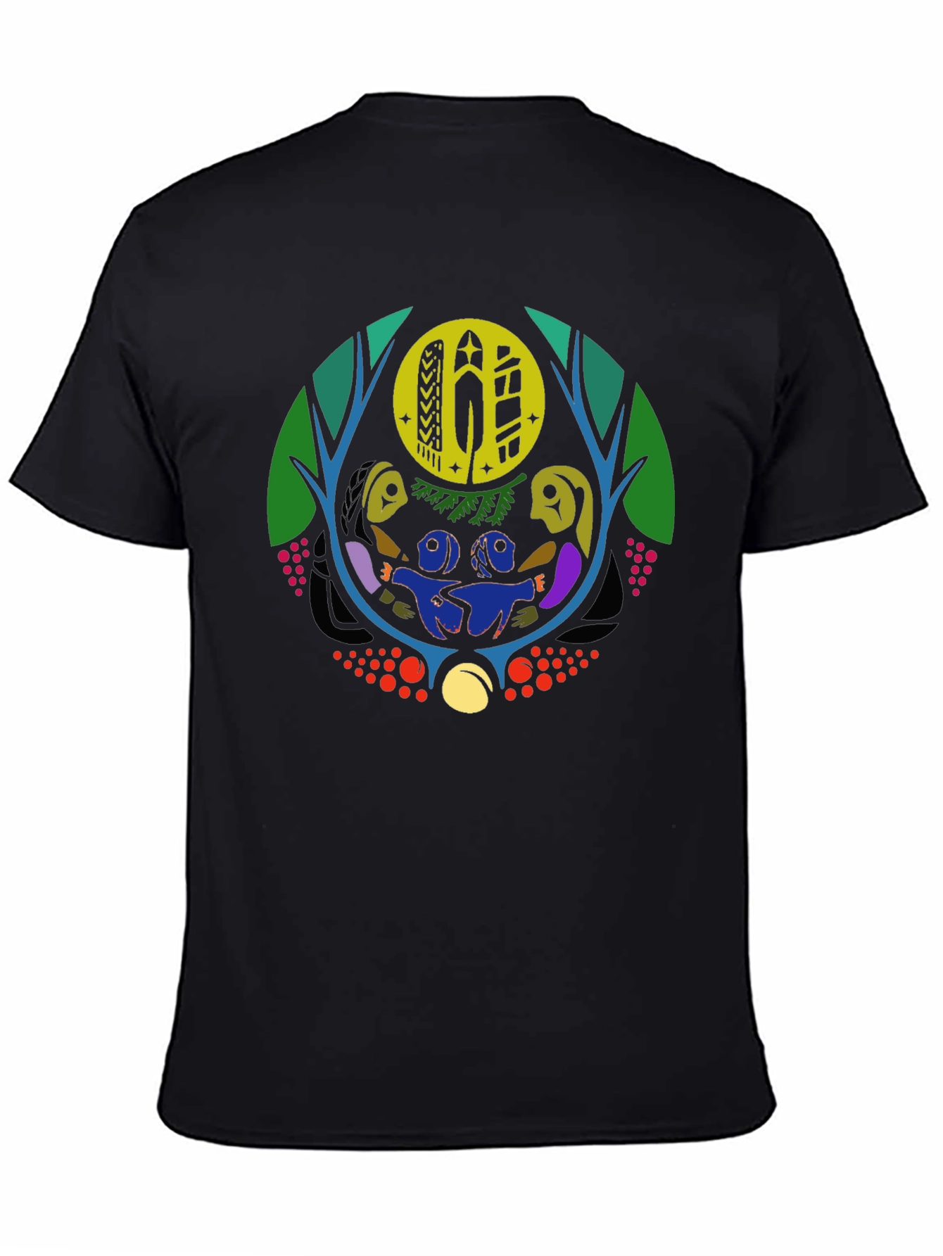 Unique Graphic Print Black Crew Neck T-Shirt