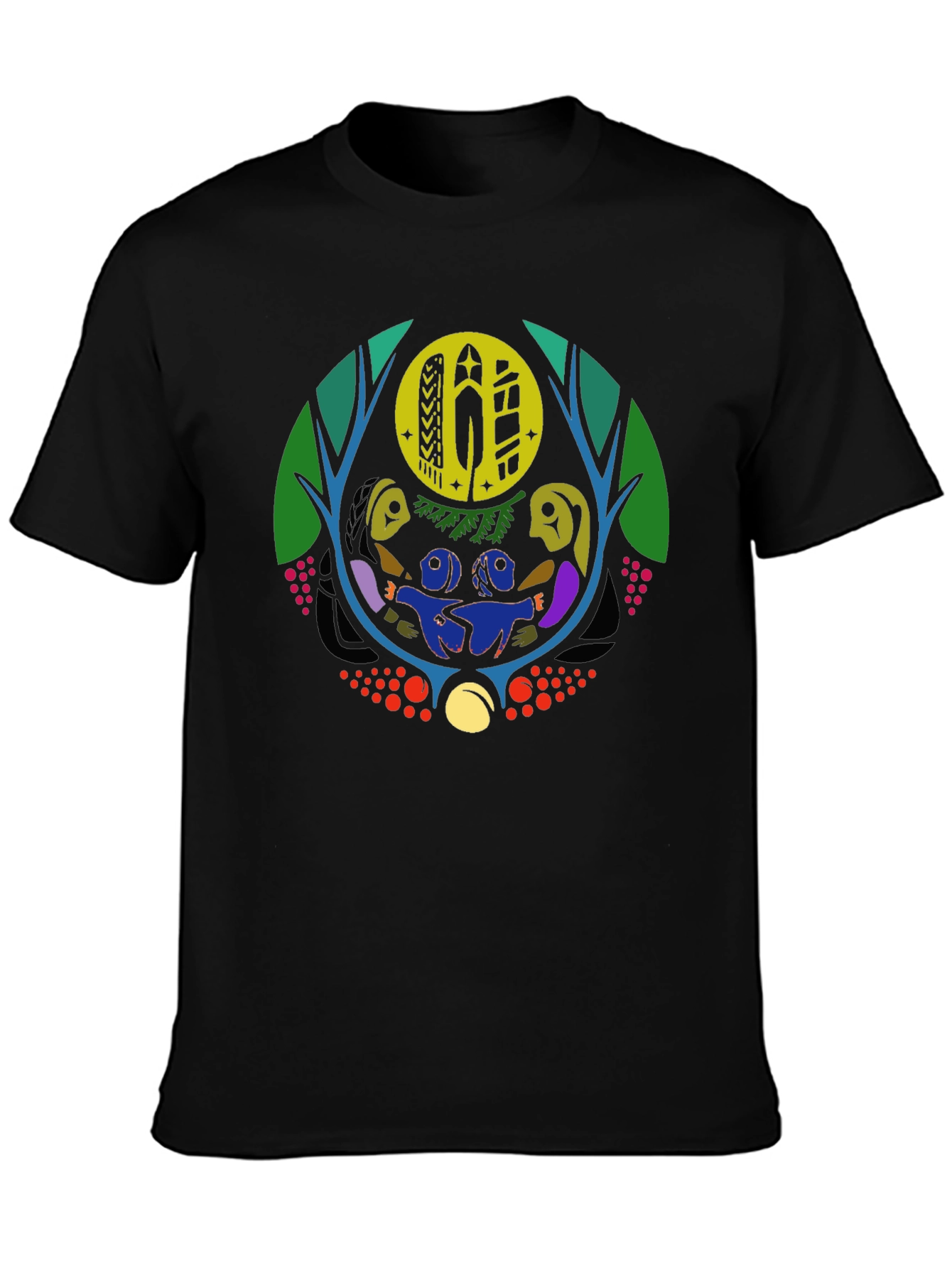 Unique Graphic Print Black Crew Neck T-Shirt