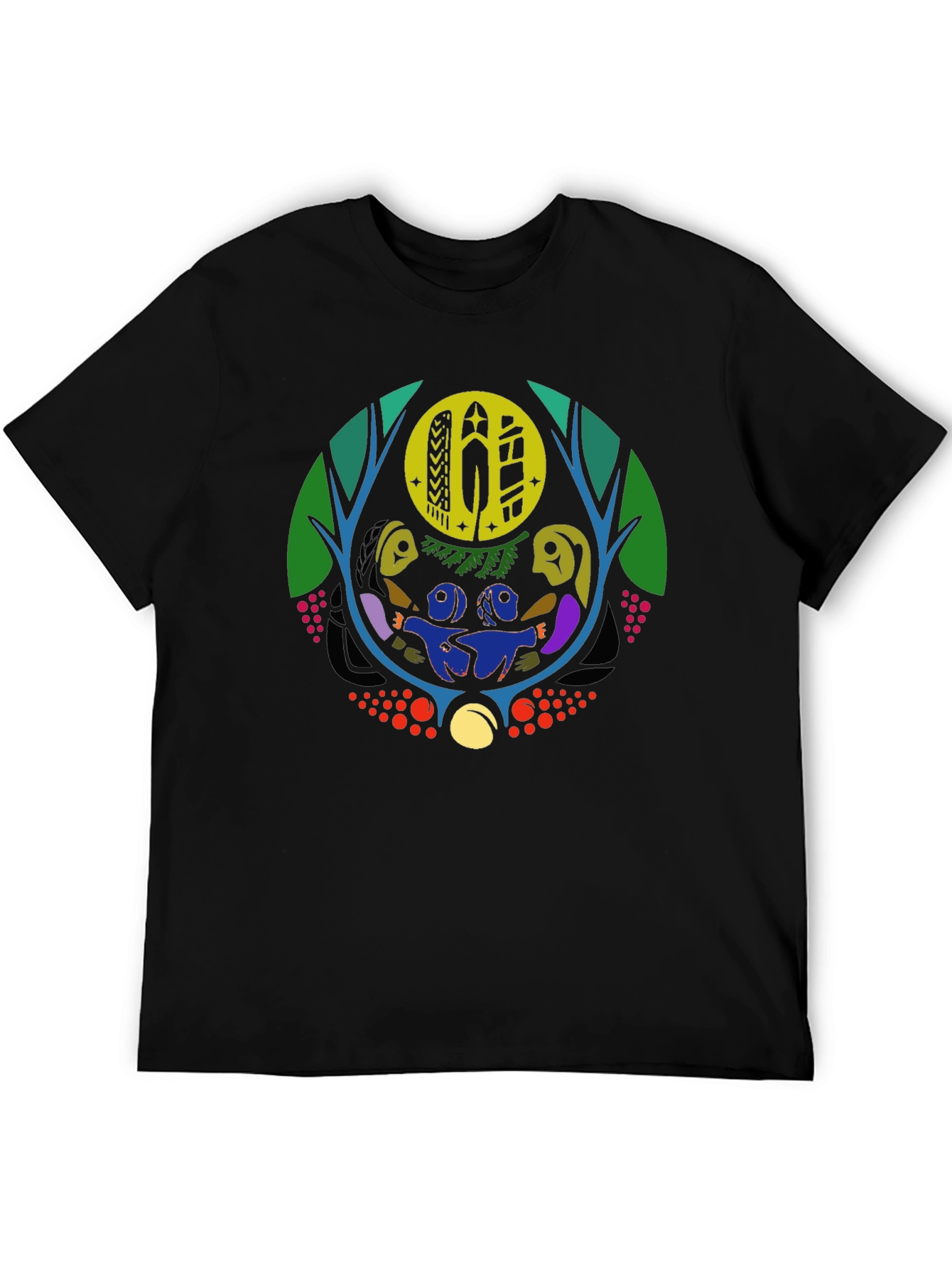 Unique Graphic Print Black Crew Neck T-Shirt