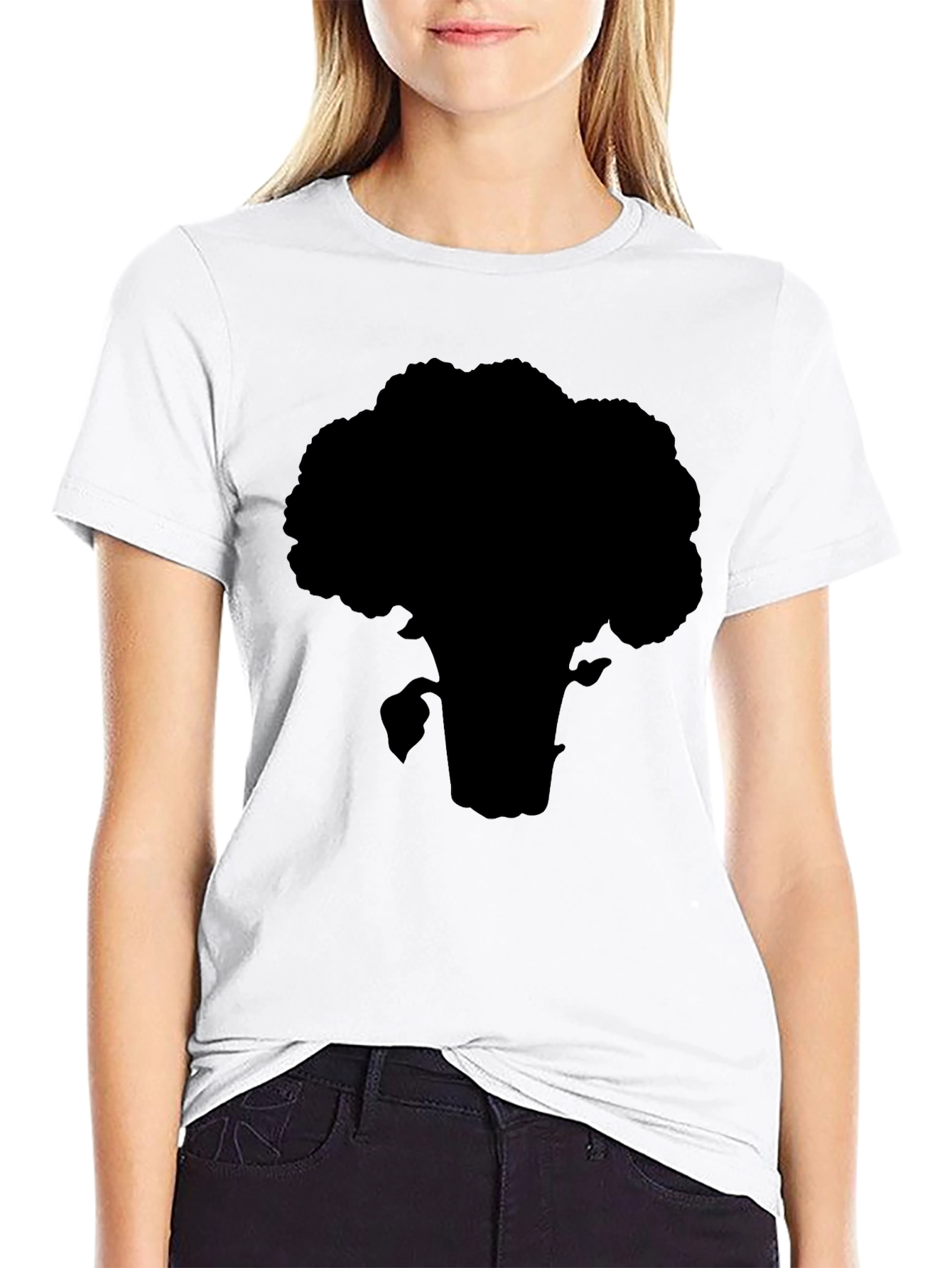 Broccoli Silhouette T-Shirt - Black Cotton Tee