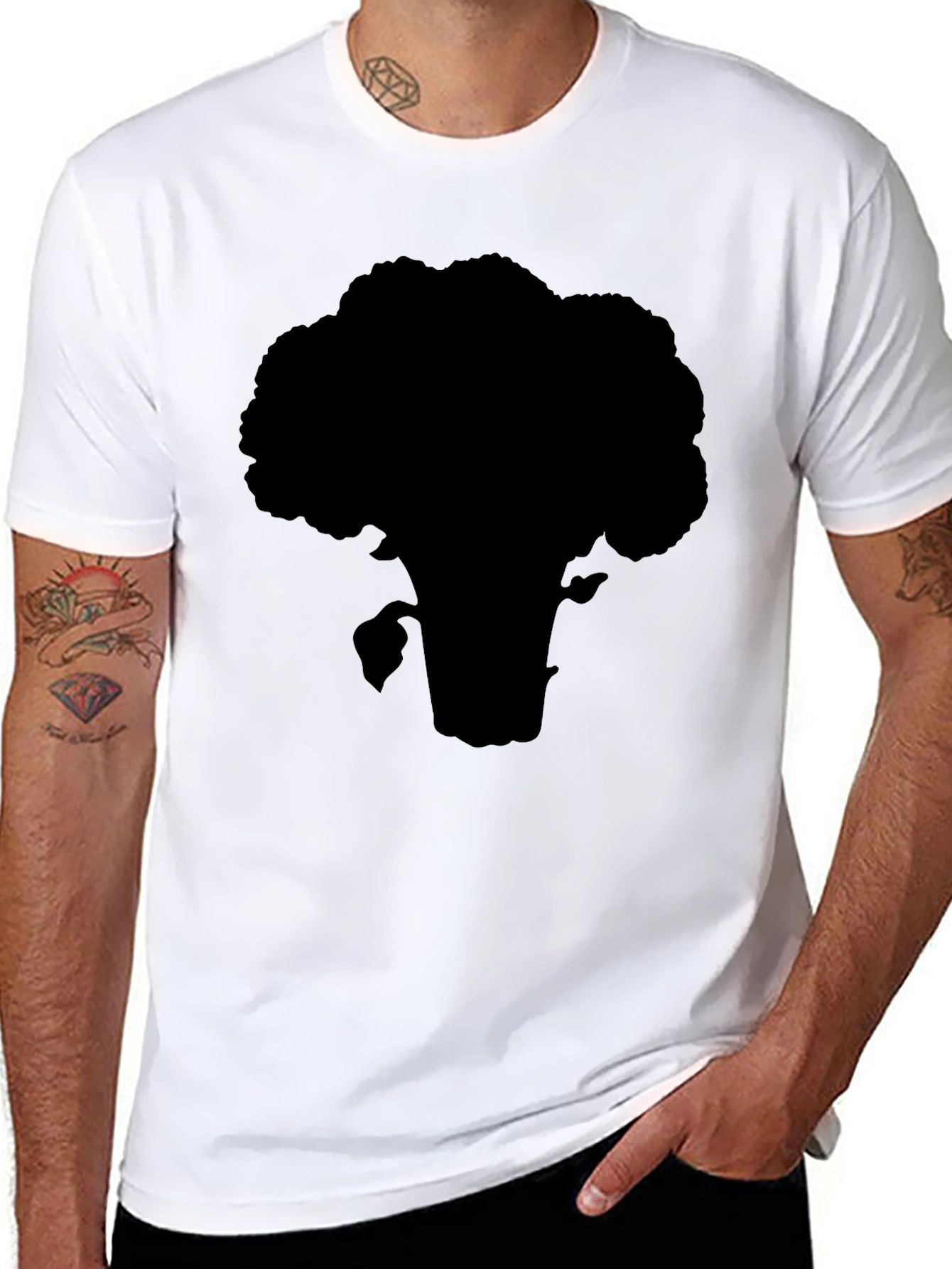 Broccoli Silhouette T-Shirt - Black Cotton Tee