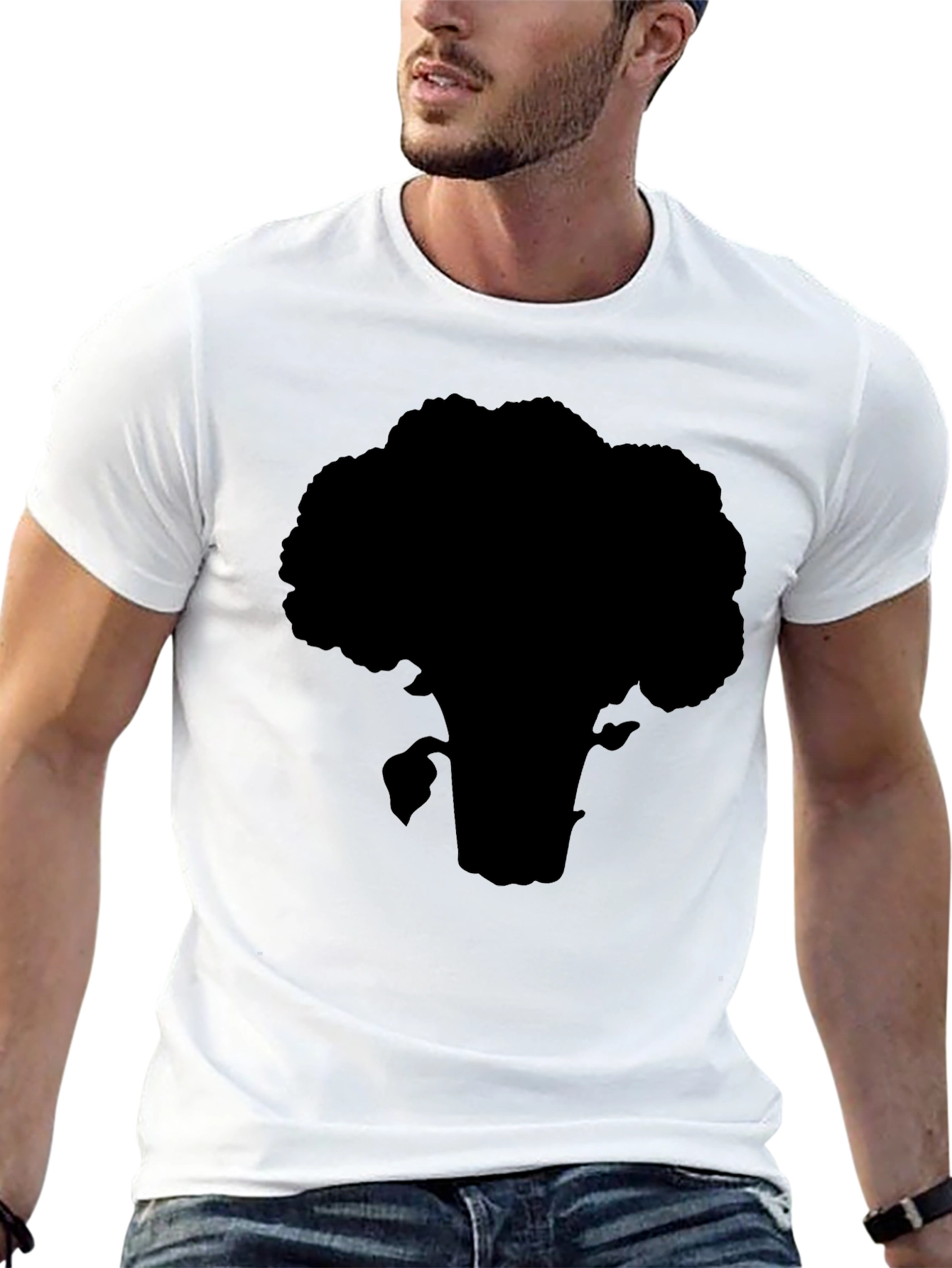Broccoli Silhouette T-Shirt - Black Cotton Tee