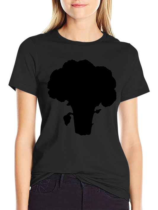 Broccoli Silhouette T-Shirt - Black Cotton Tee