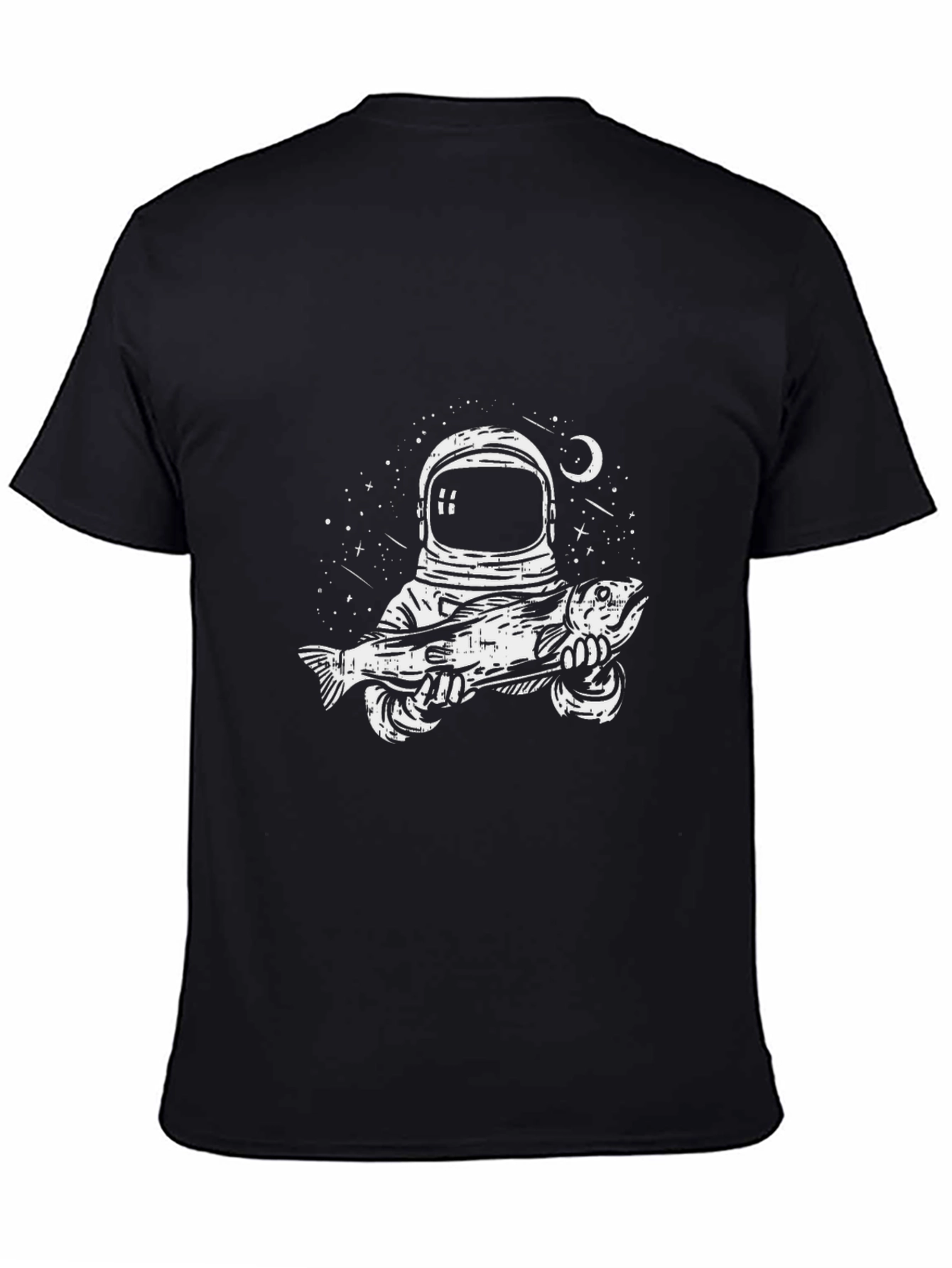 Astronaut Fishing Graphic Tee - Black