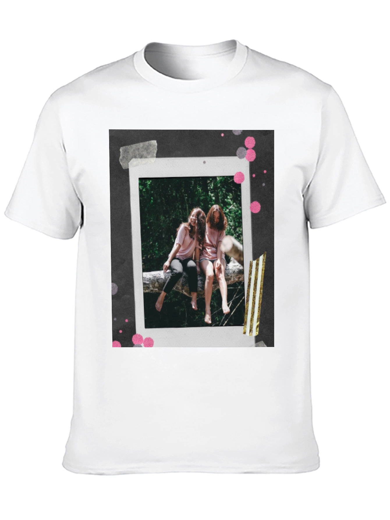 Retro Polaroid Tee - Two Friends on Log