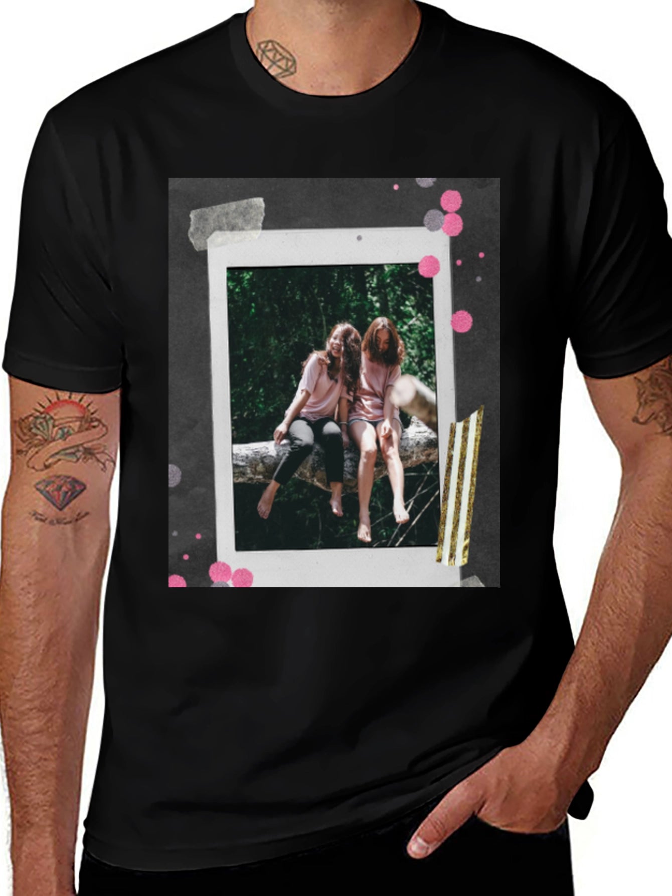 Retro Polaroid Tee - Two Friends on Log