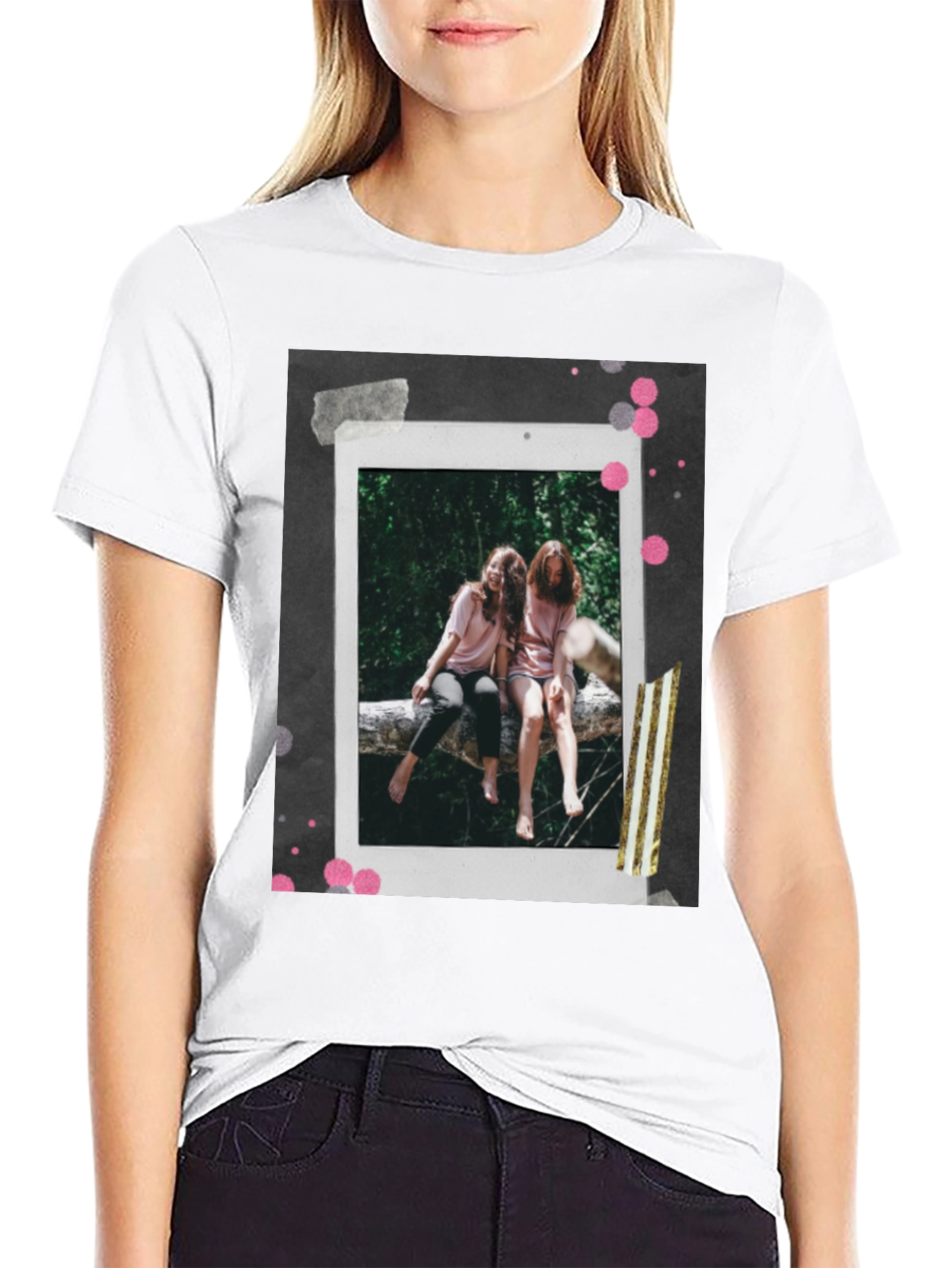 Retro Polaroid Tee - Two Friends on Log