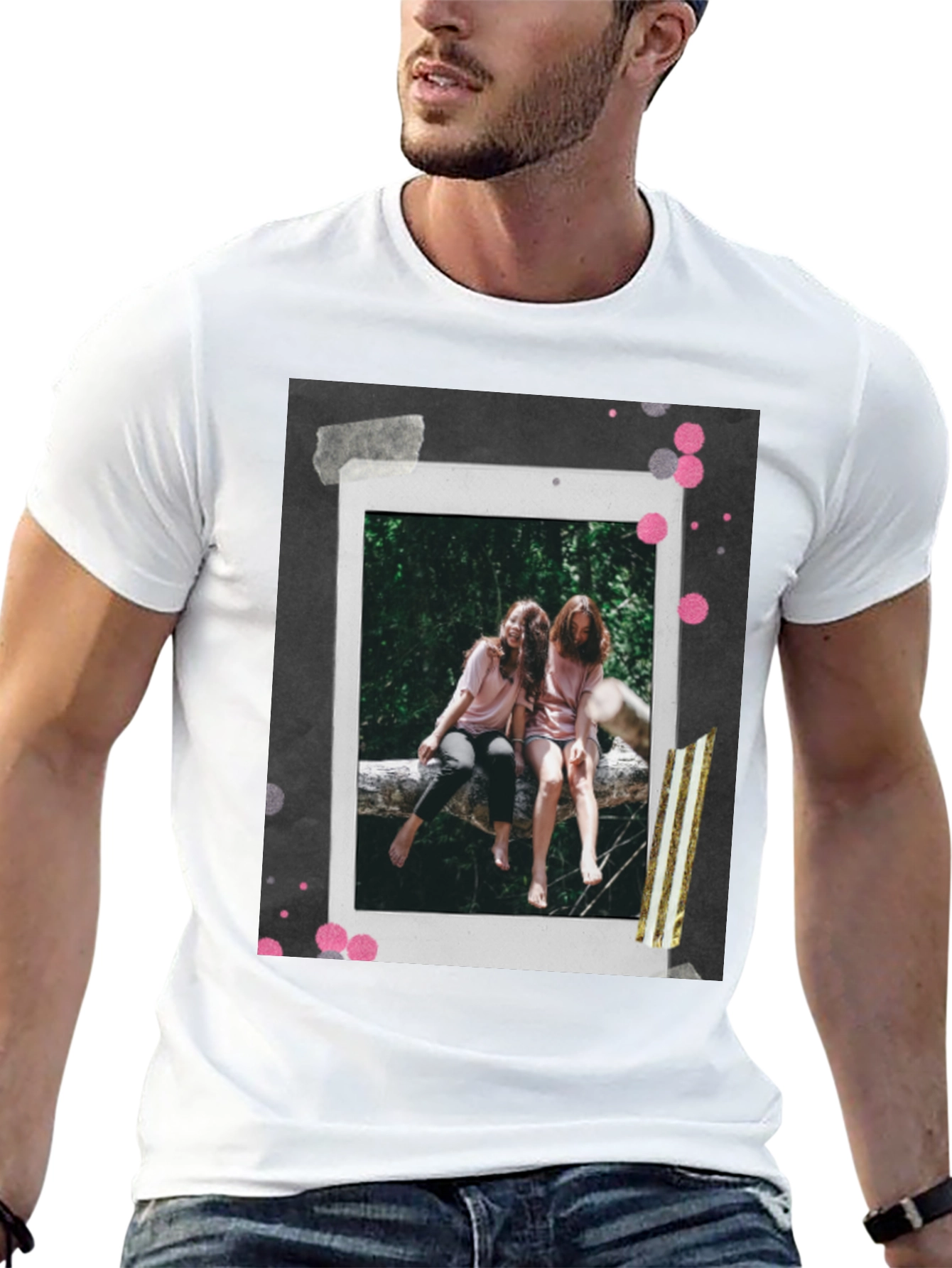 Retro Polaroid Tee - Two Friends on Log