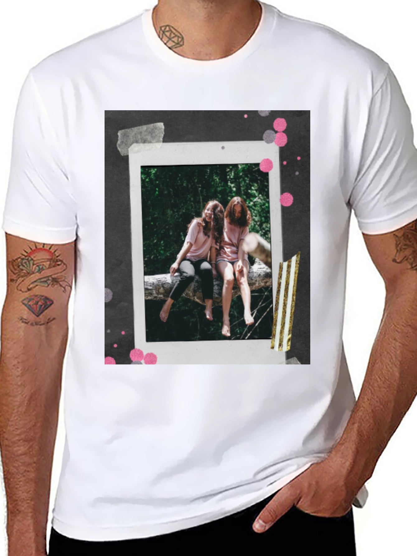 Retro Polaroid Tee - Two Friends on Log