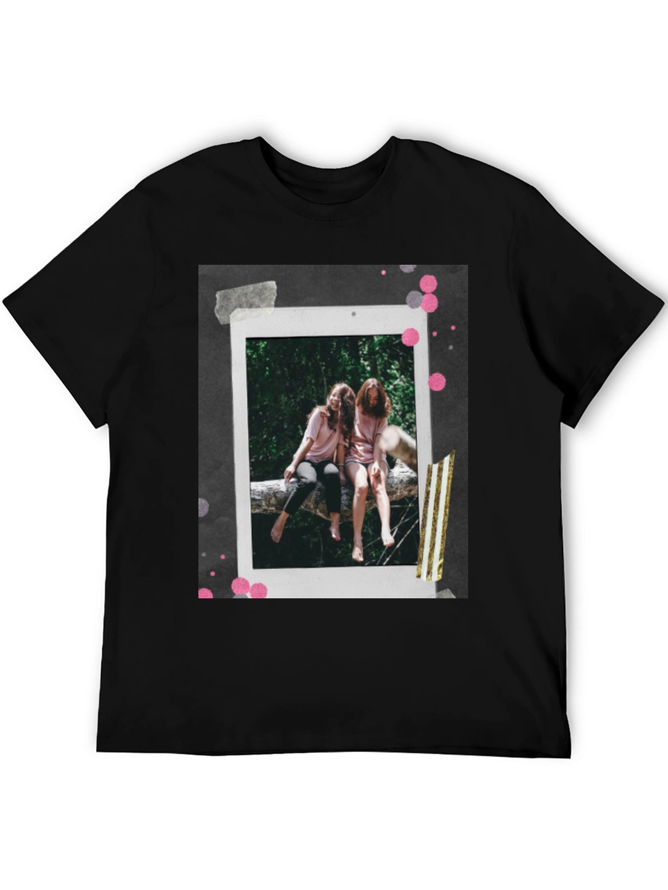 Retro Polaroid Tee - Two Friends on Log
