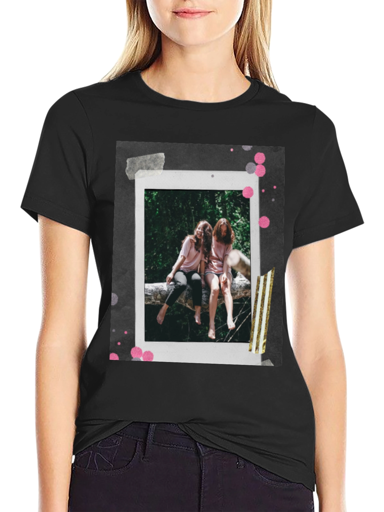 Retro Polaroid Tee - Two Friends on Log