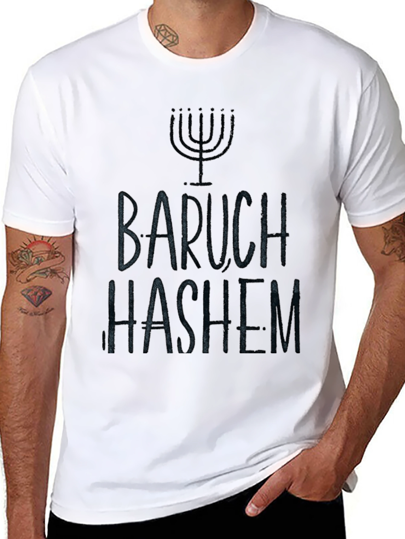 Baruch Hashem Menorah T-Shirt