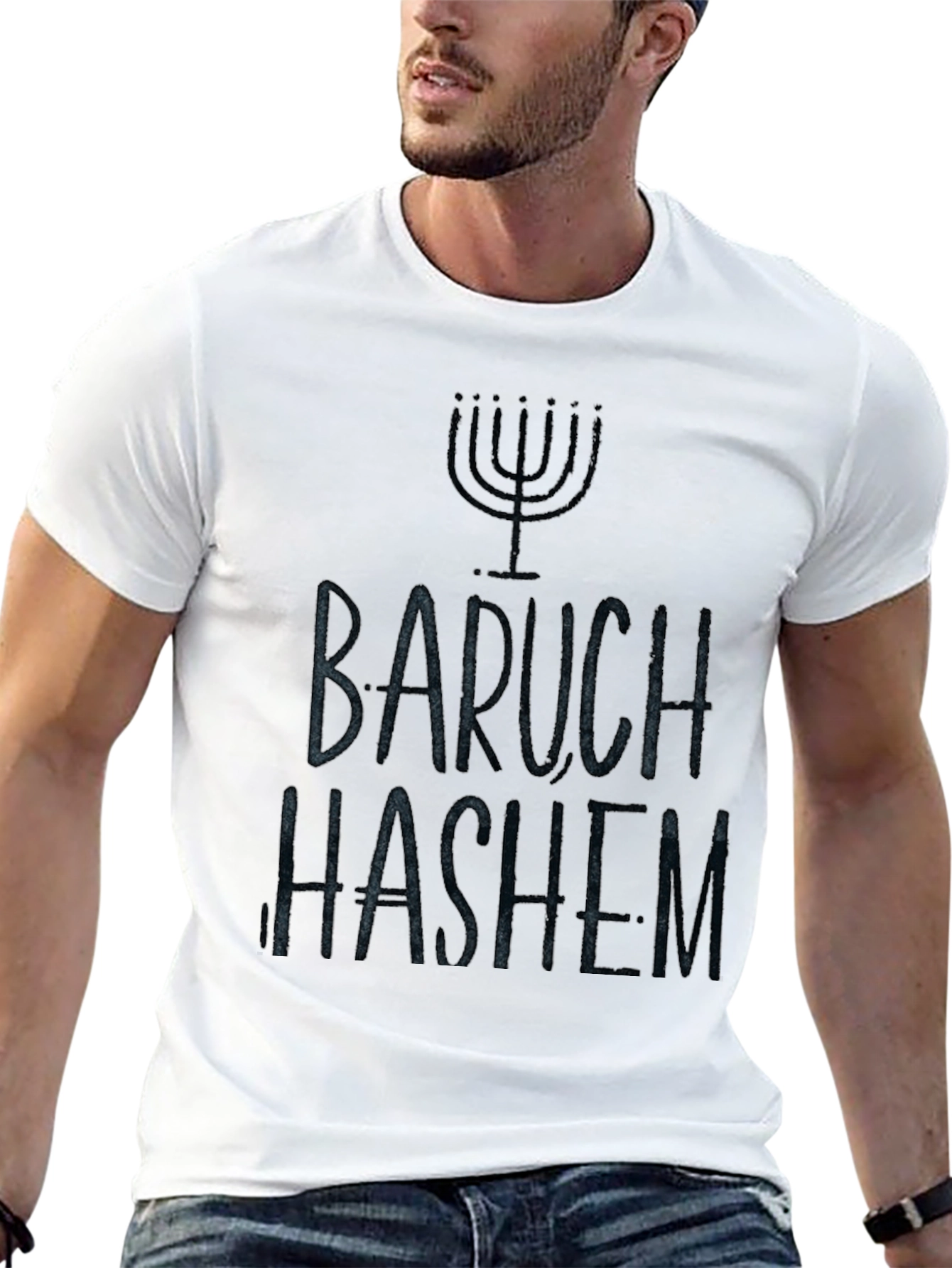 Baruch Hashem Menorah T-Shirt