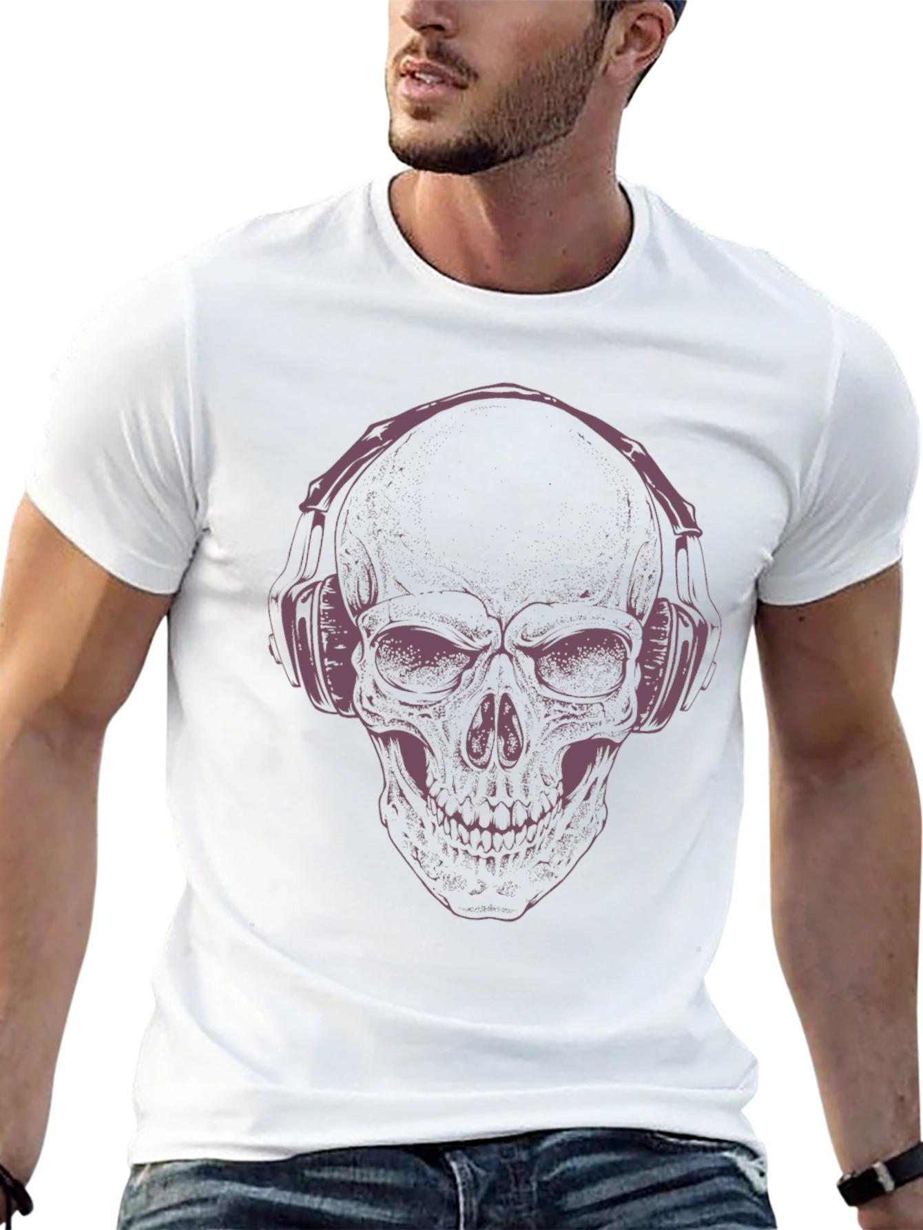 Skull with Headphones Graphic T-Shirt