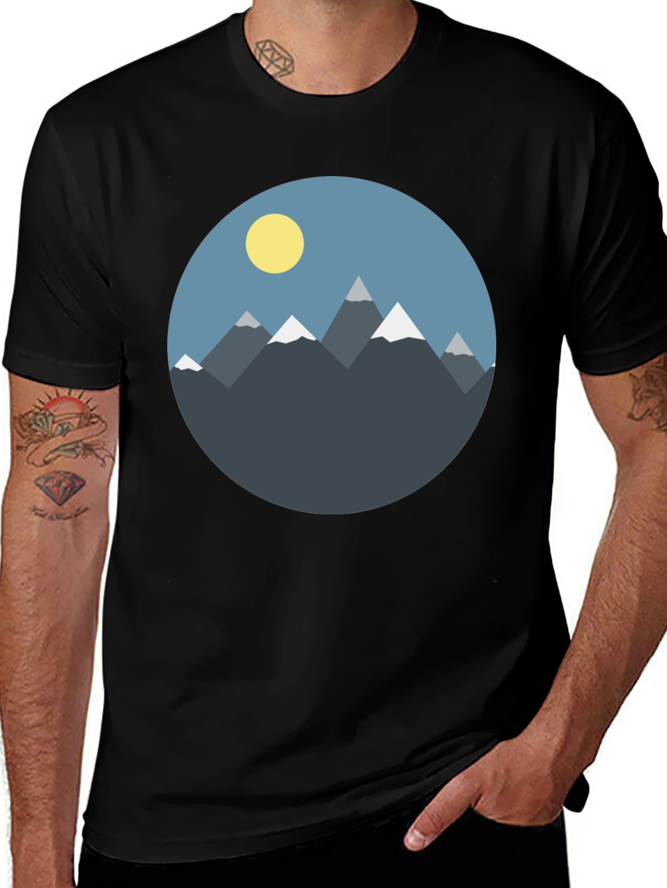 Mountain Graphic Tee - Mens Black Casual Shirt