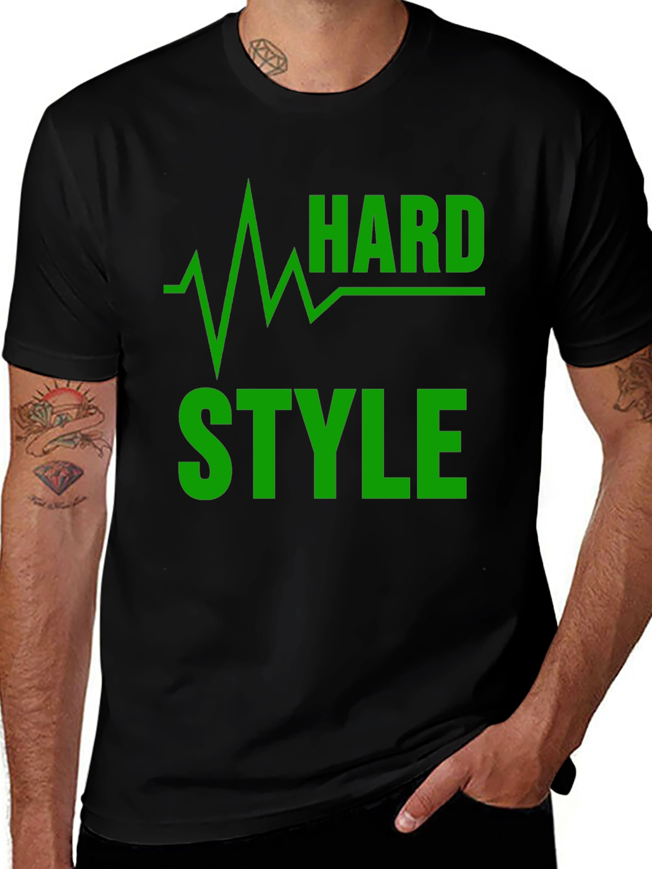 Hard Style Green Graphic Black T-Shirt