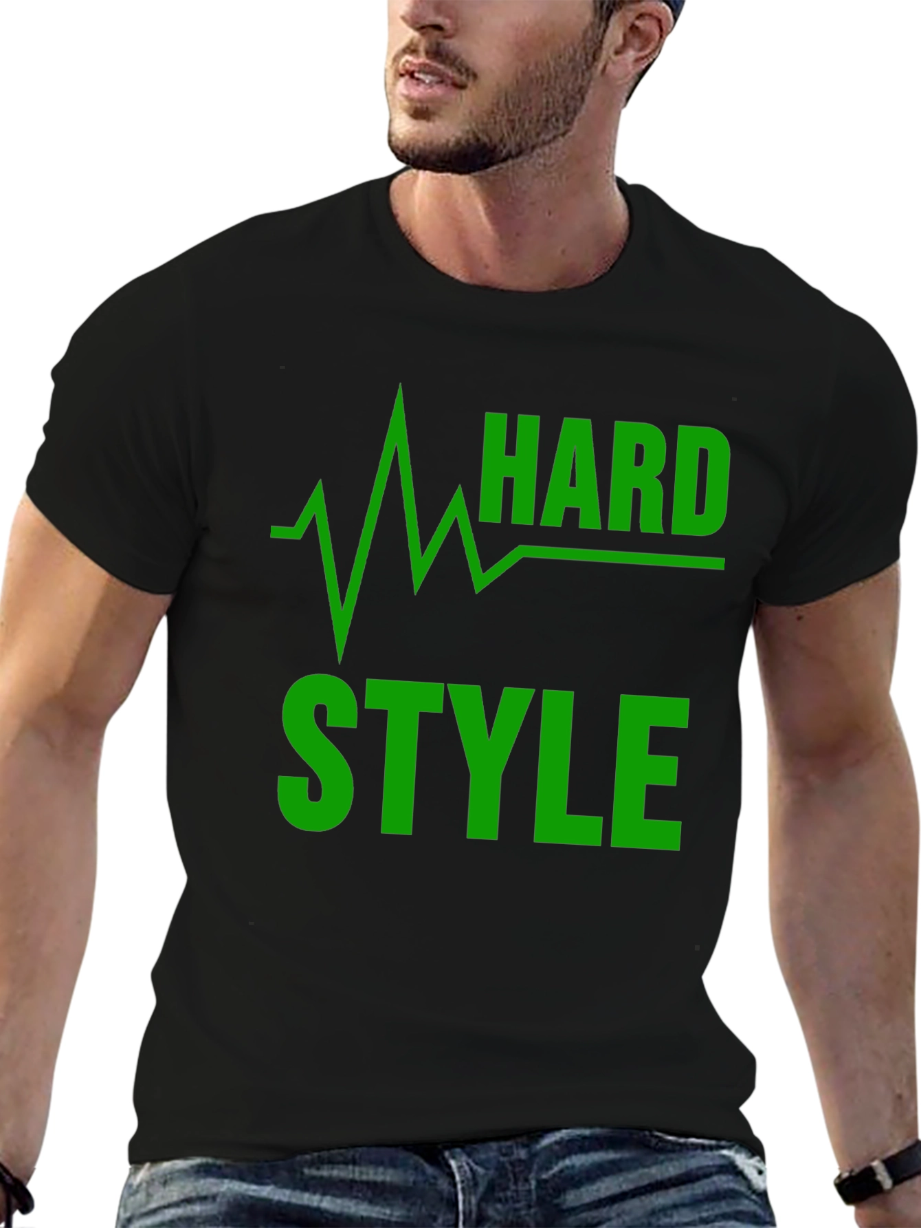 Hard Style Green Graphic Black T-Shirt