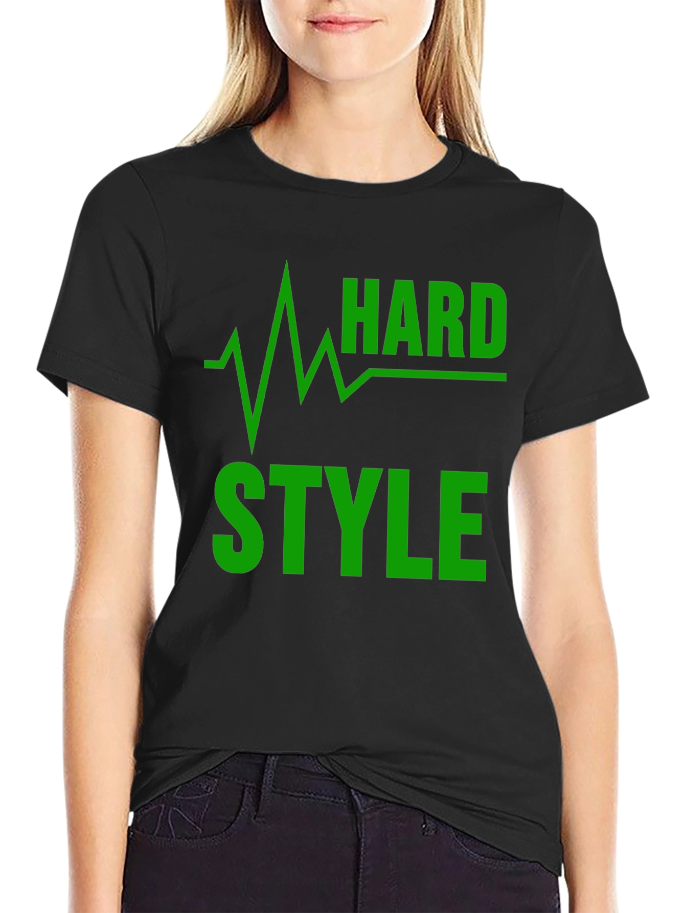 Hard Style Green Graphic Black T-Shirt