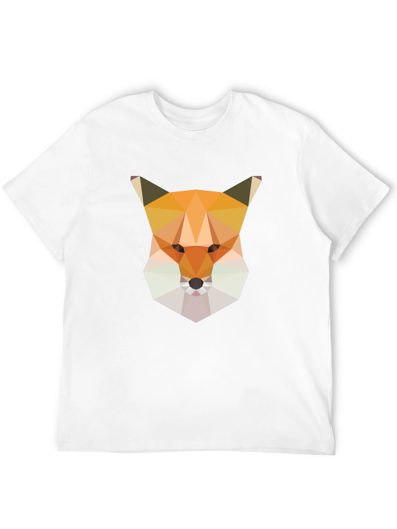 Geometric Fox Graphic Tee - Modern Mens Black T-Shirt