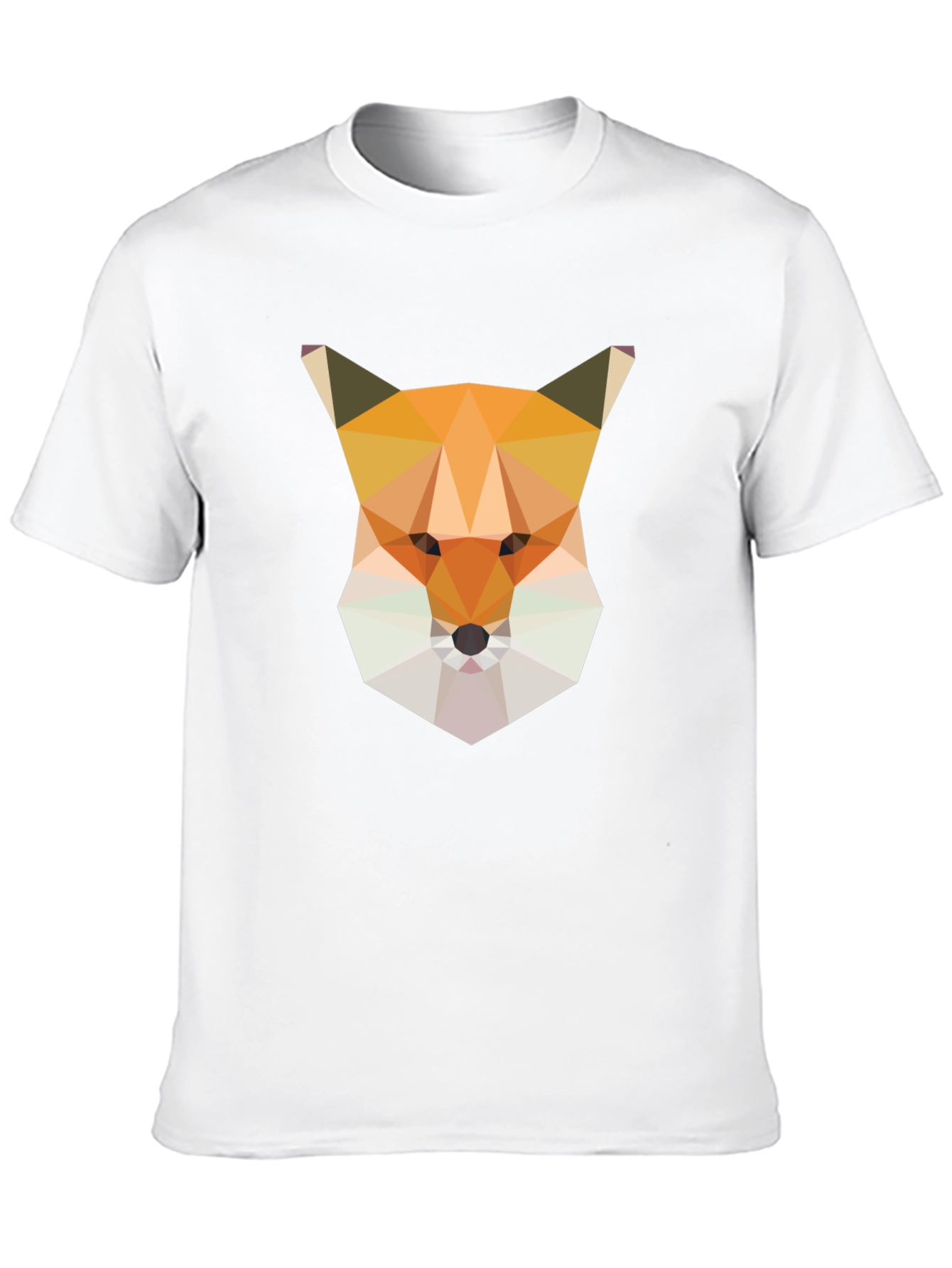 Geometric Fox Graphic Tee - Modern Mens Black T-Shirt
