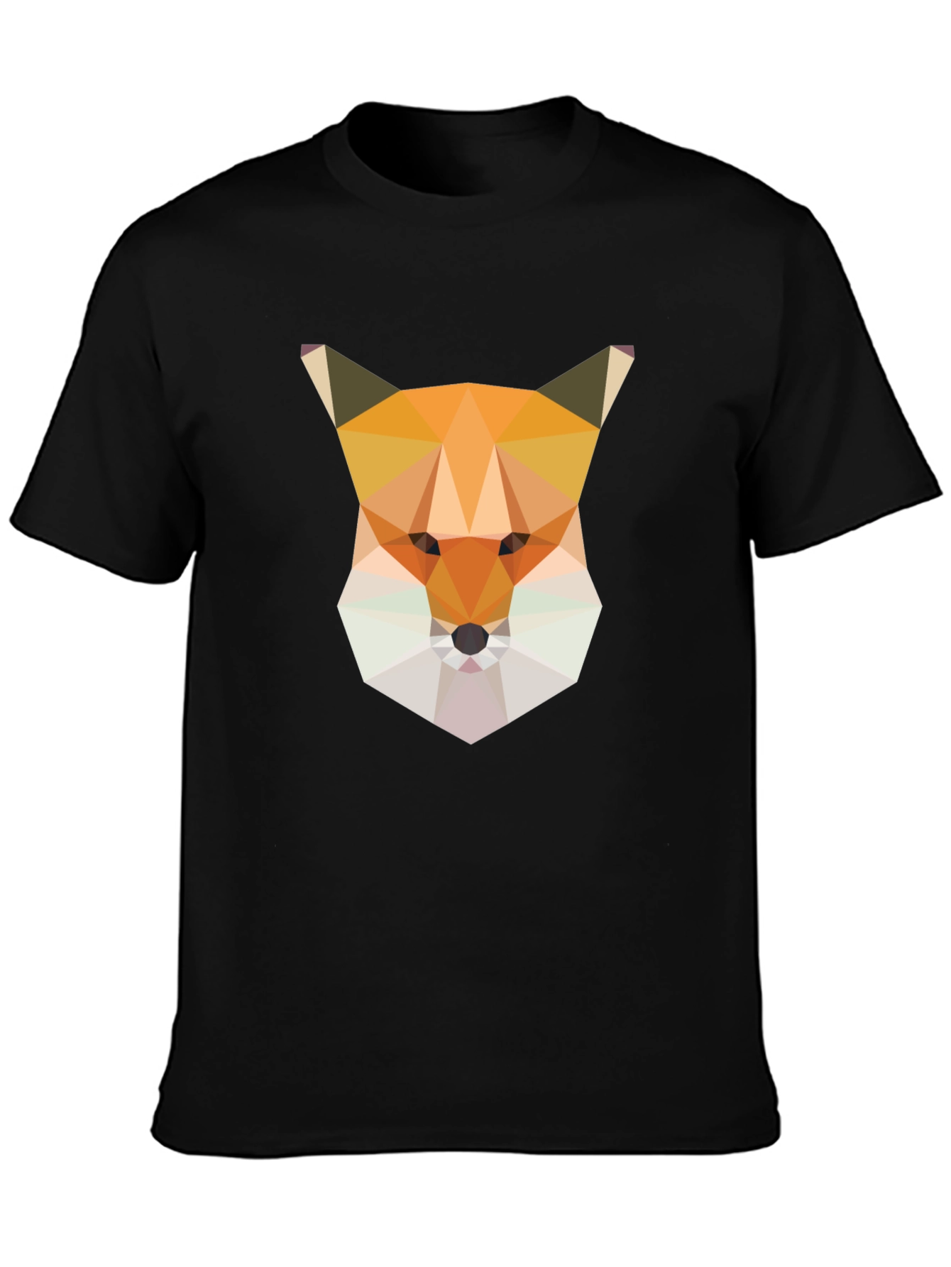 Geometric Fox Graphic Tee - Modern Mens Black T-Shirt
