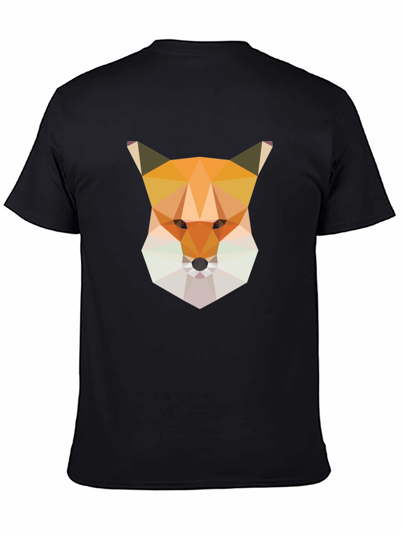 Geometric Fox Graphic Tee - Modern Mens Black T-Shirt