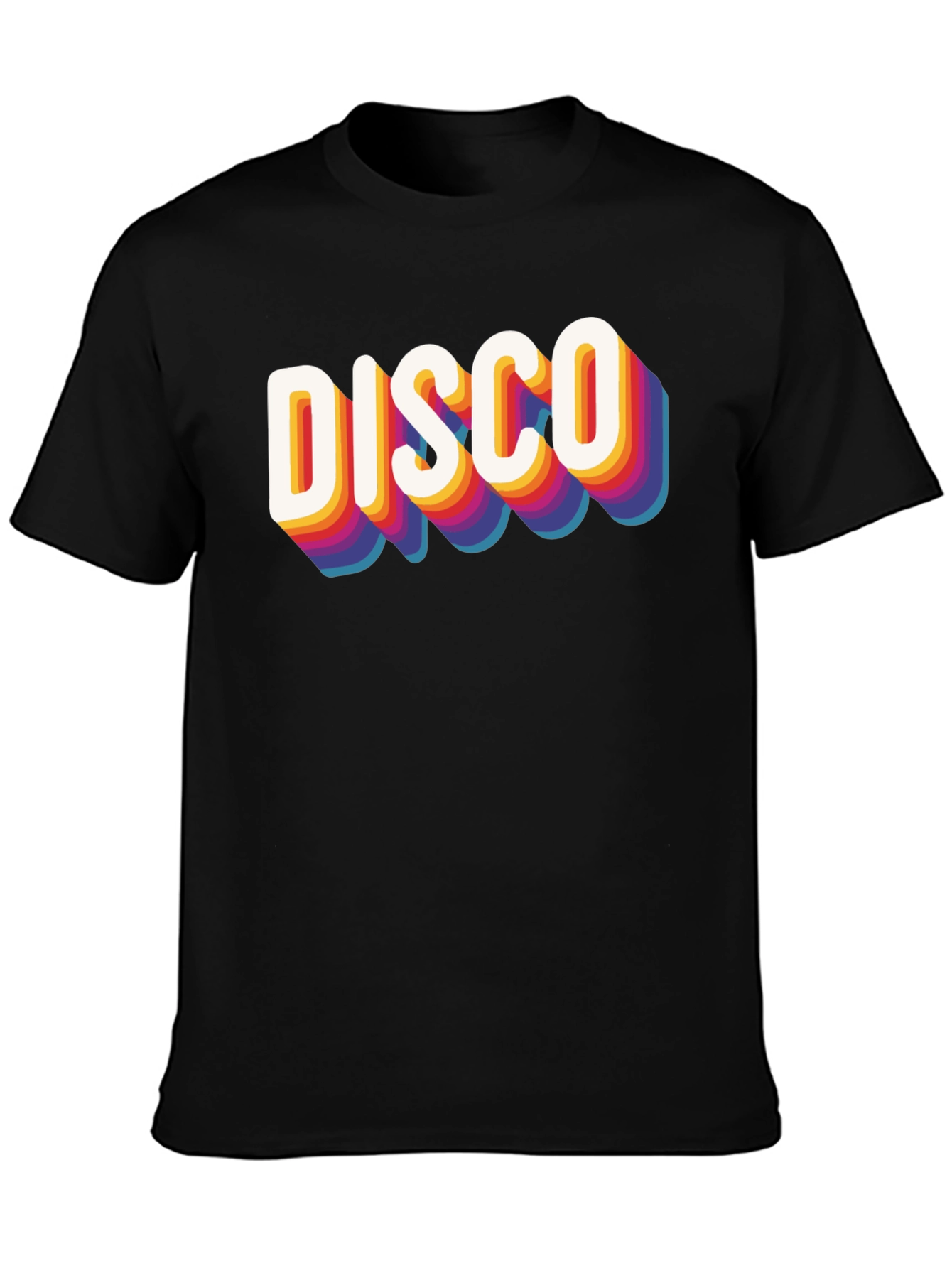 Retro Disco Graphic Tee - Black Cotton Blend