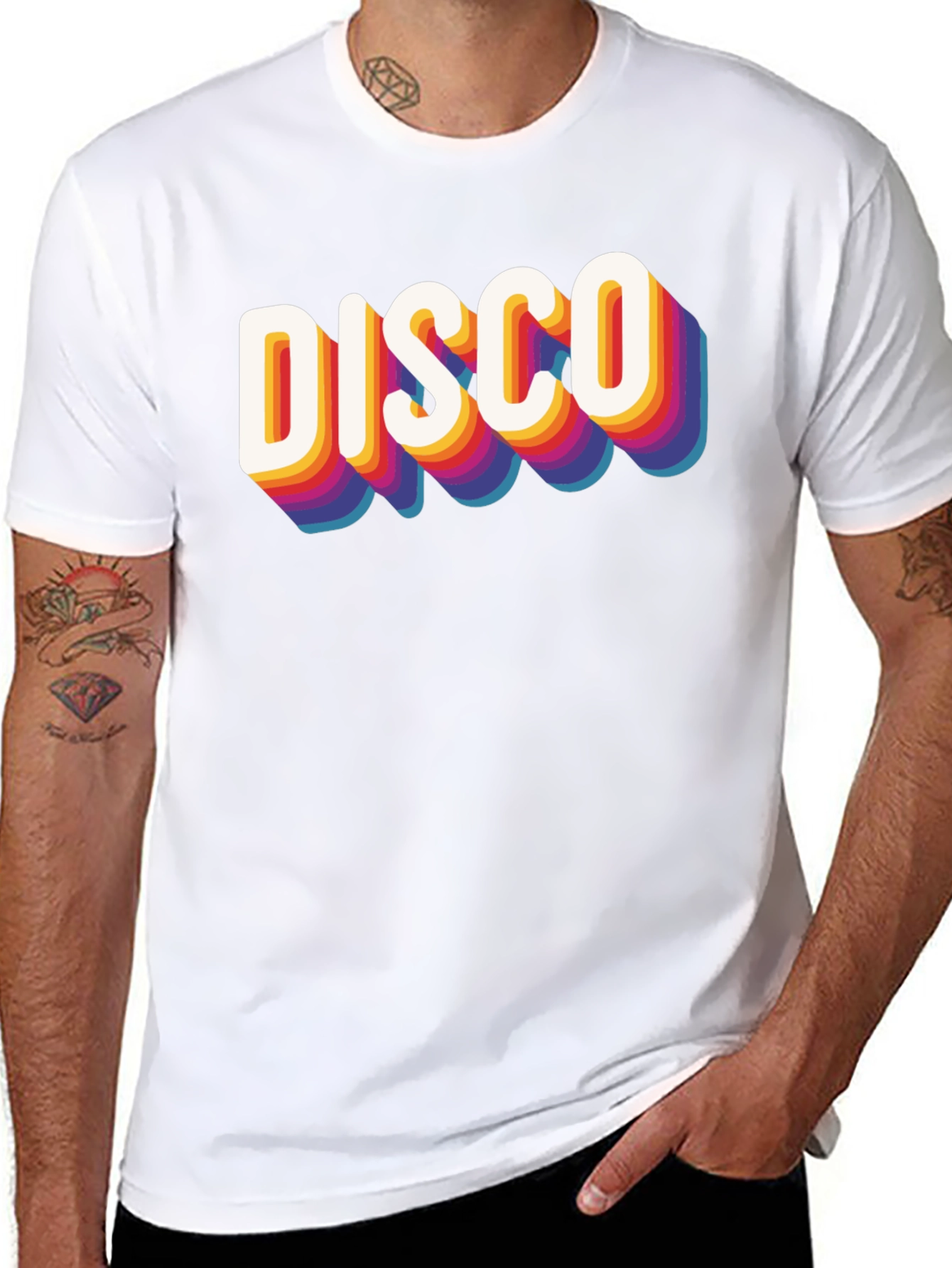 Retro Disco Graphic Tee - Black Cotton Blend